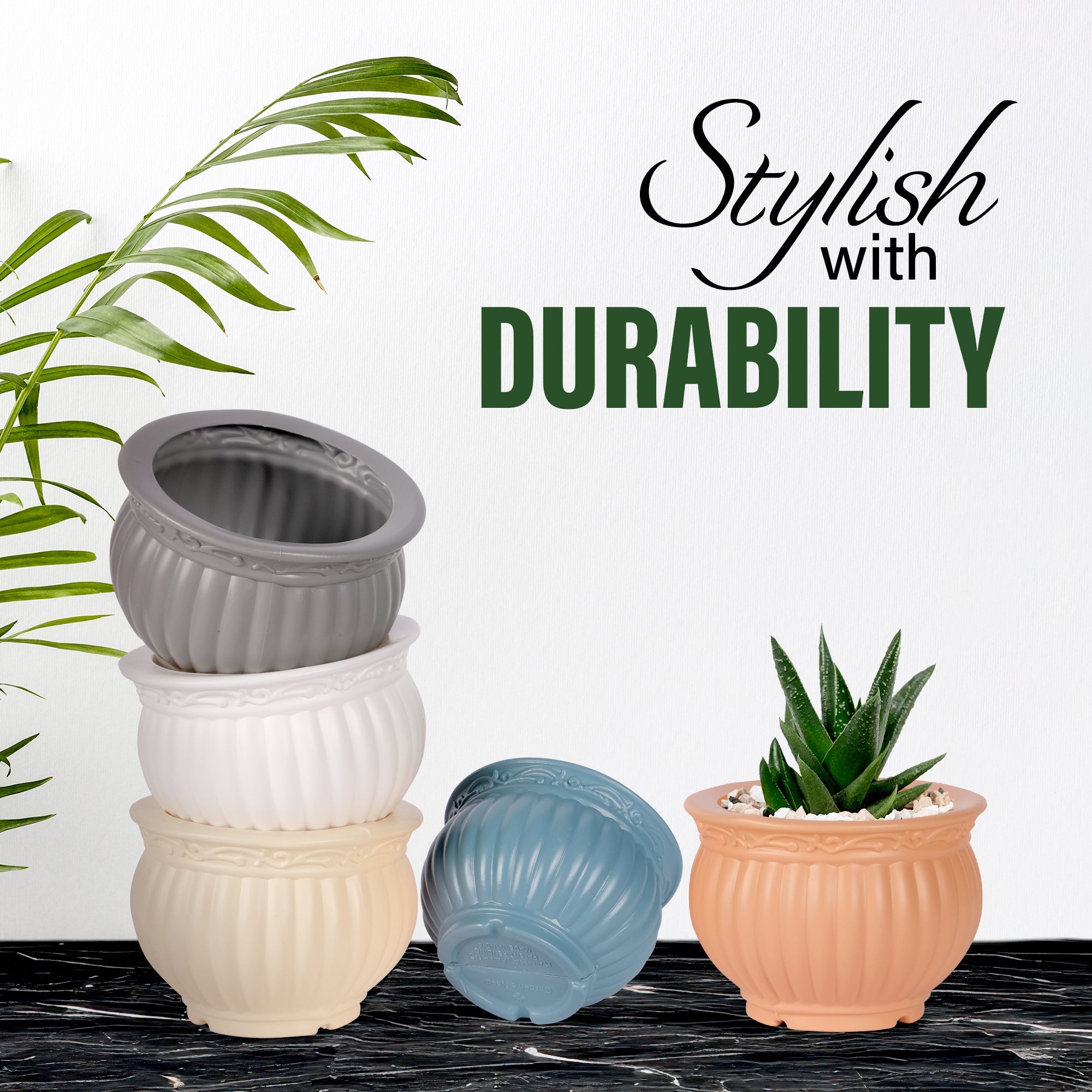 5 Inch Kanha Matki Plastic Flower Pots  Set of 2