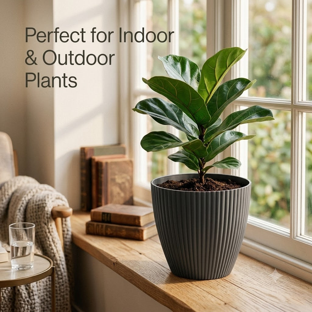 7 Inch (17.78 cm) Unique Design Round Shape Grand Planter Flower Pot Suitable for Indoor and Outdoor Use for Home/Office/Table/Garden/Balcony Decoration – Set of 5