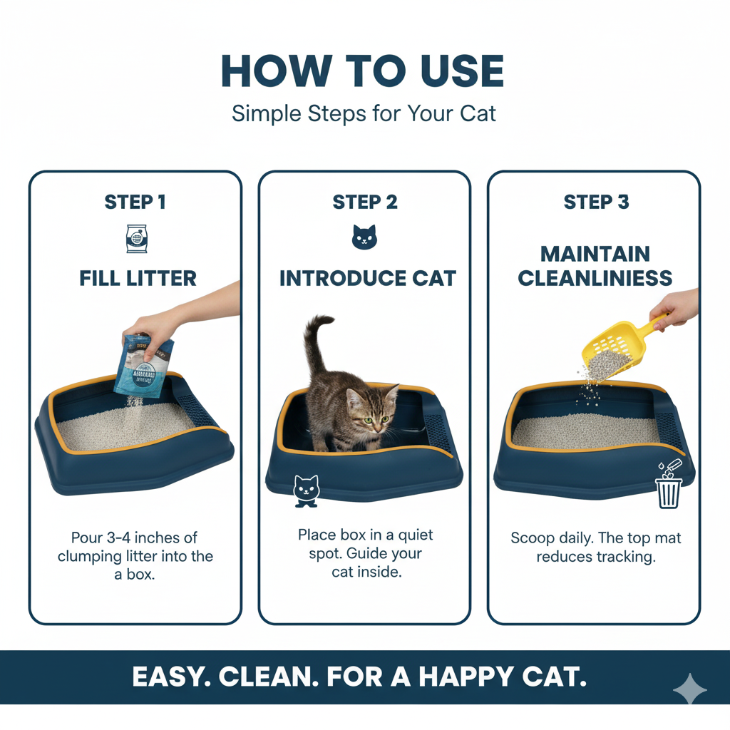Cat Litter Box Small 14.5 Inch Violet with Scoop