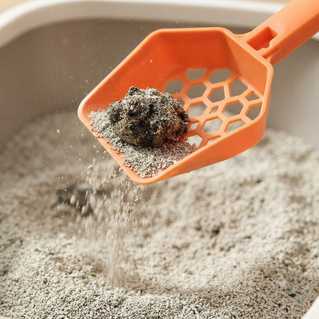 Premium Plastic Cat Litter Scoop with Honeycomb Filter & Ergonomic Paw Handle – Easy Sifting Poop Scooper for Cats & Kittens