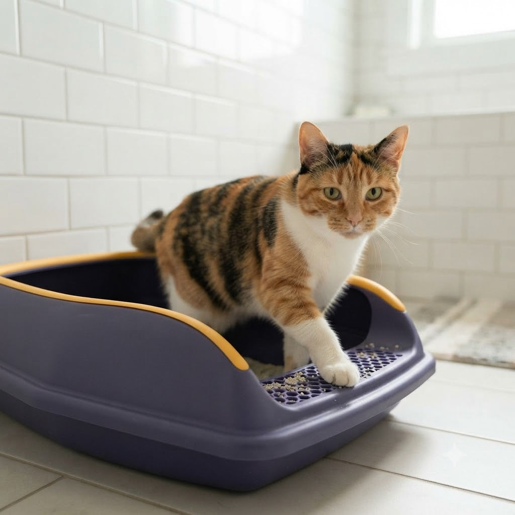 Cat Litter Box Small 18.5 Inch Violet with Scoop