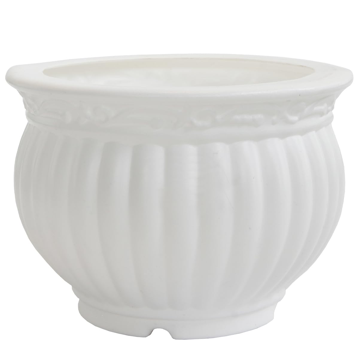 Kanha Matki Plastic Flower Pots  Set of 2 (White, Round)