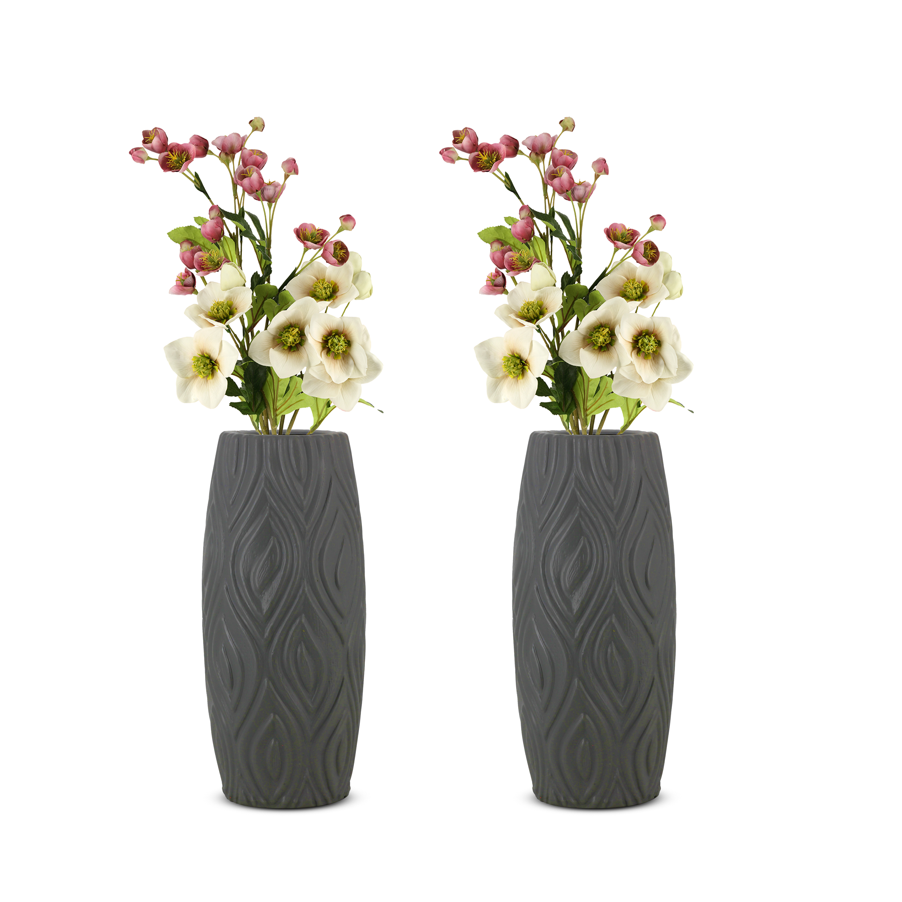 9 Inch Eiffel Flower Vases Decorative Cylindrical Tabletop Holders (Set of 2)