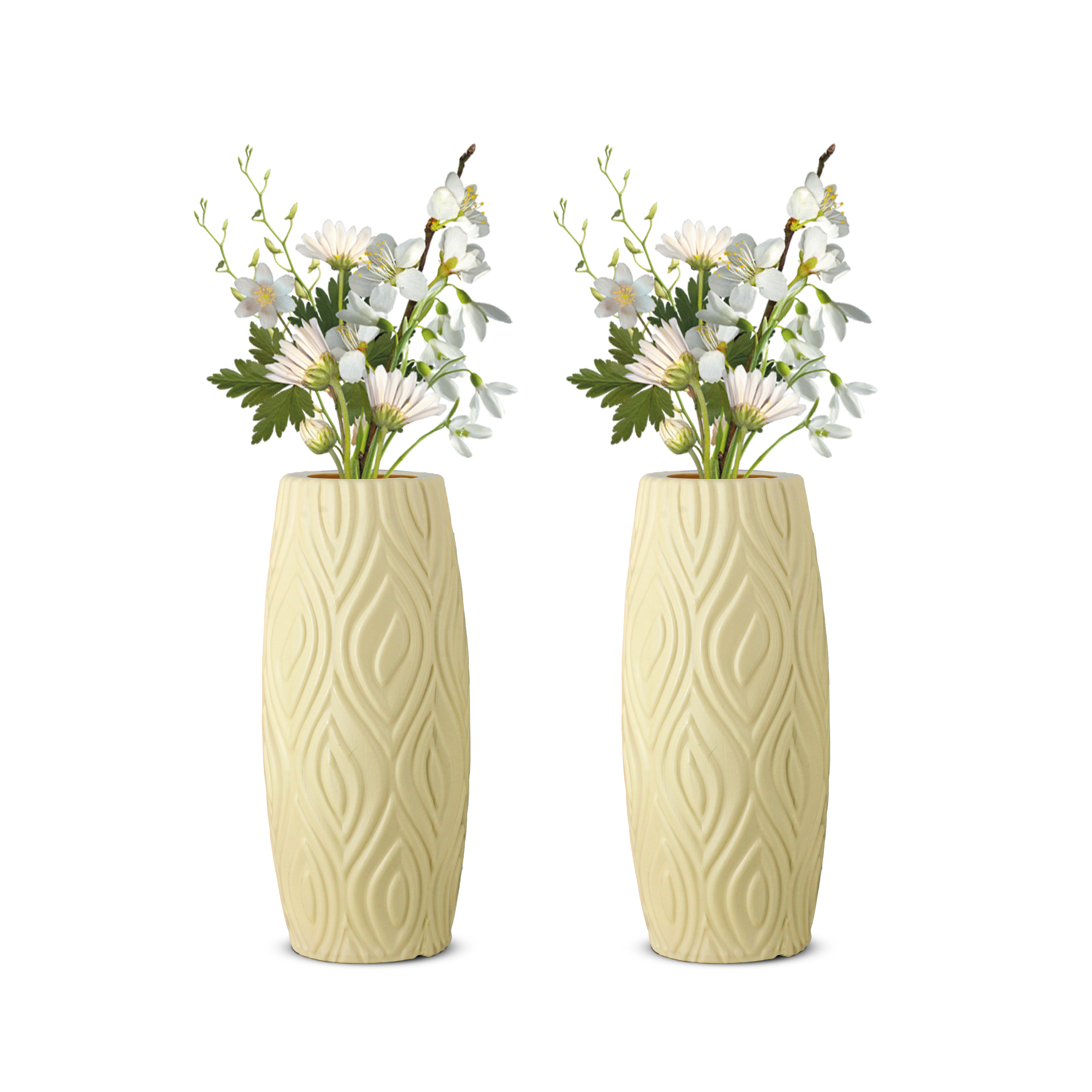 9 Inch Eiffel Flower Vases Decorative Cylindrical Tabletop Holders (Set of 2)