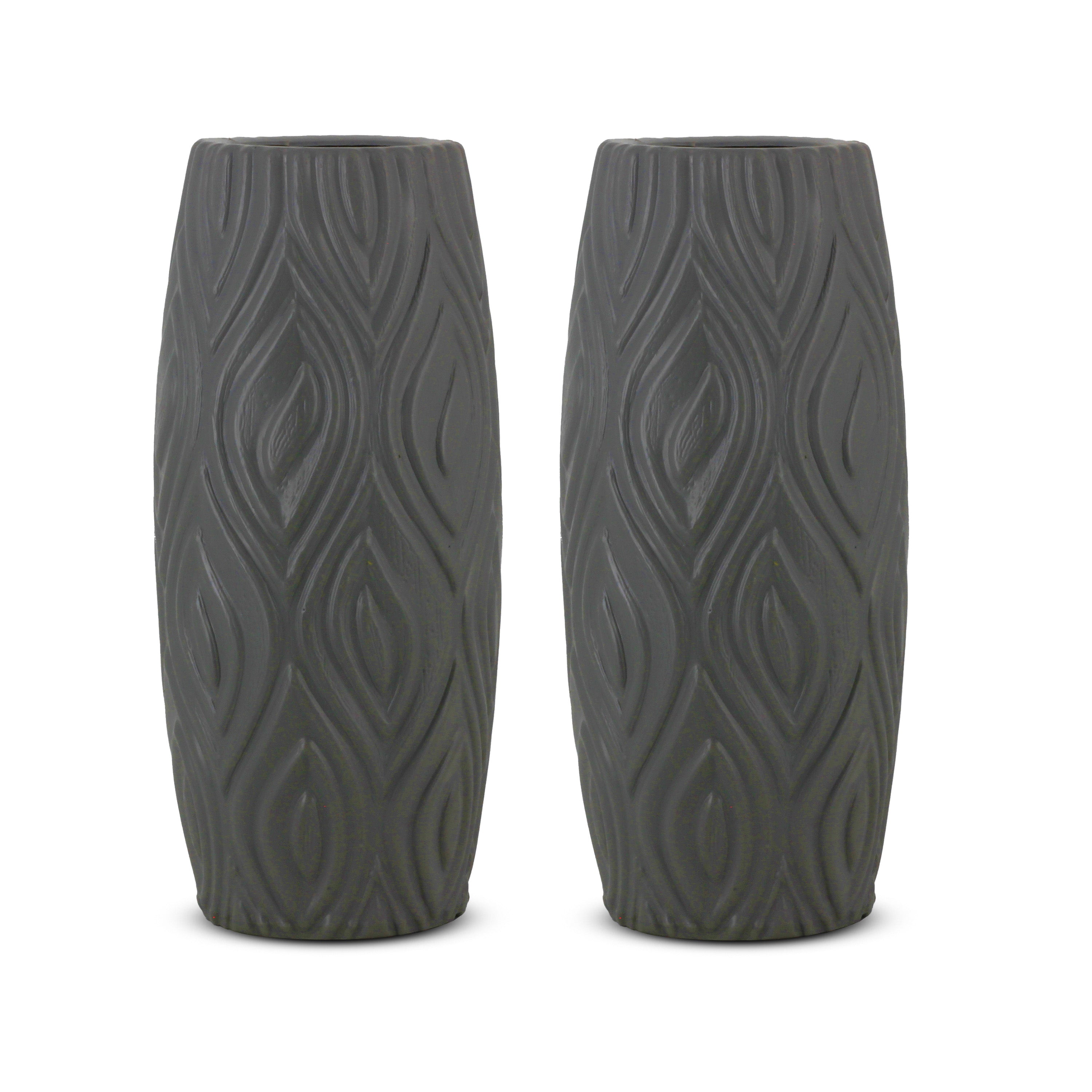 9 Inch Eiffel Flower Vases Decorative Cylindrical Tabletop Holders (Set of 2)