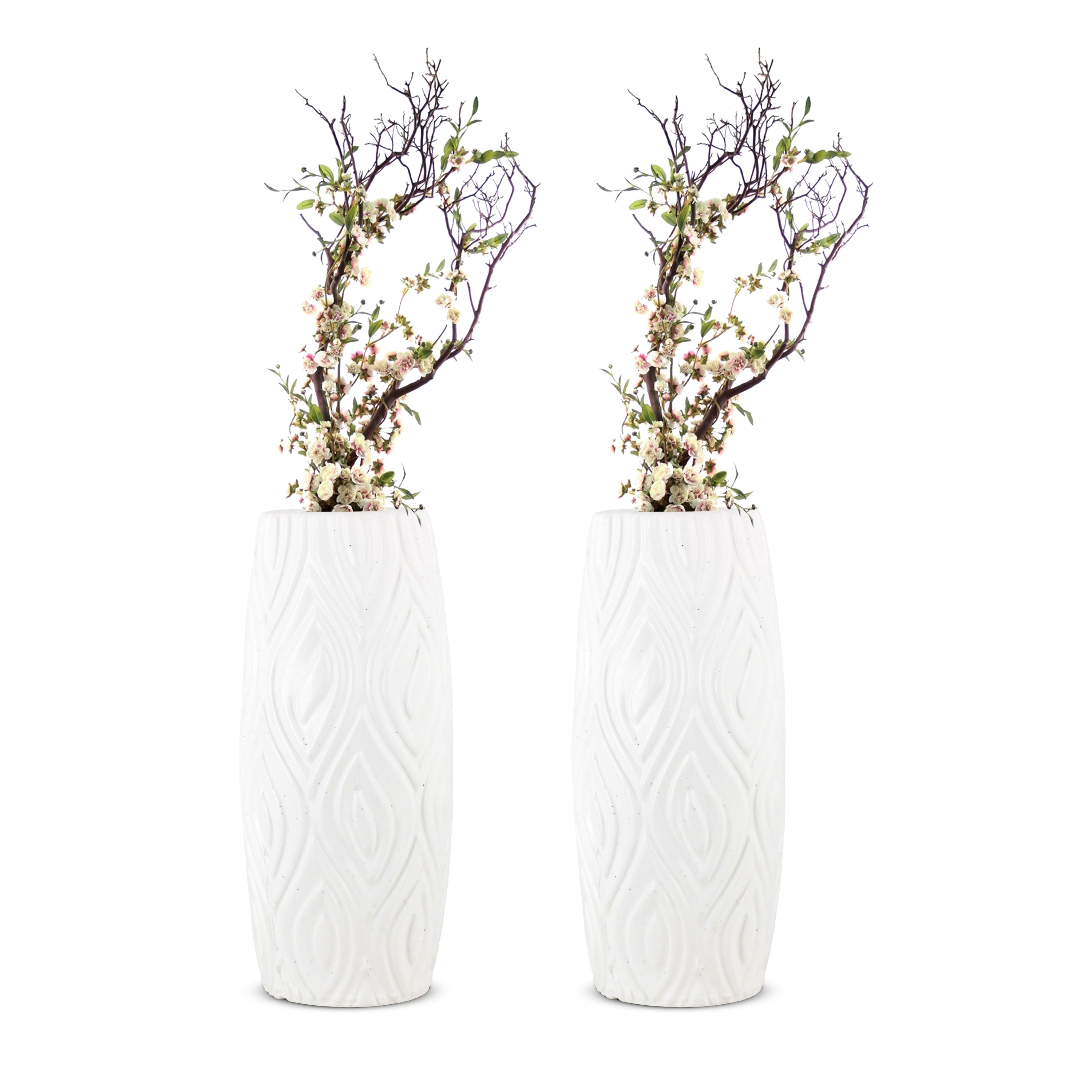 9 Inch Eiffel Flower Vases Decorative Cylindrical Tabletop Holders (Set of 2)