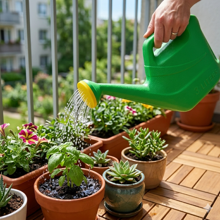 3L Green Plastic Watering Can with Spray Nozzle For Plants, Flowers & Garden Beds