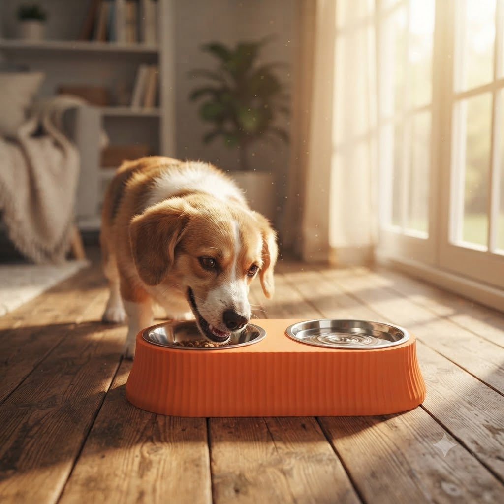 Stainless Steel Double Dog & Cat Bowl Set with Non-Slip Base – 12.5 Inch