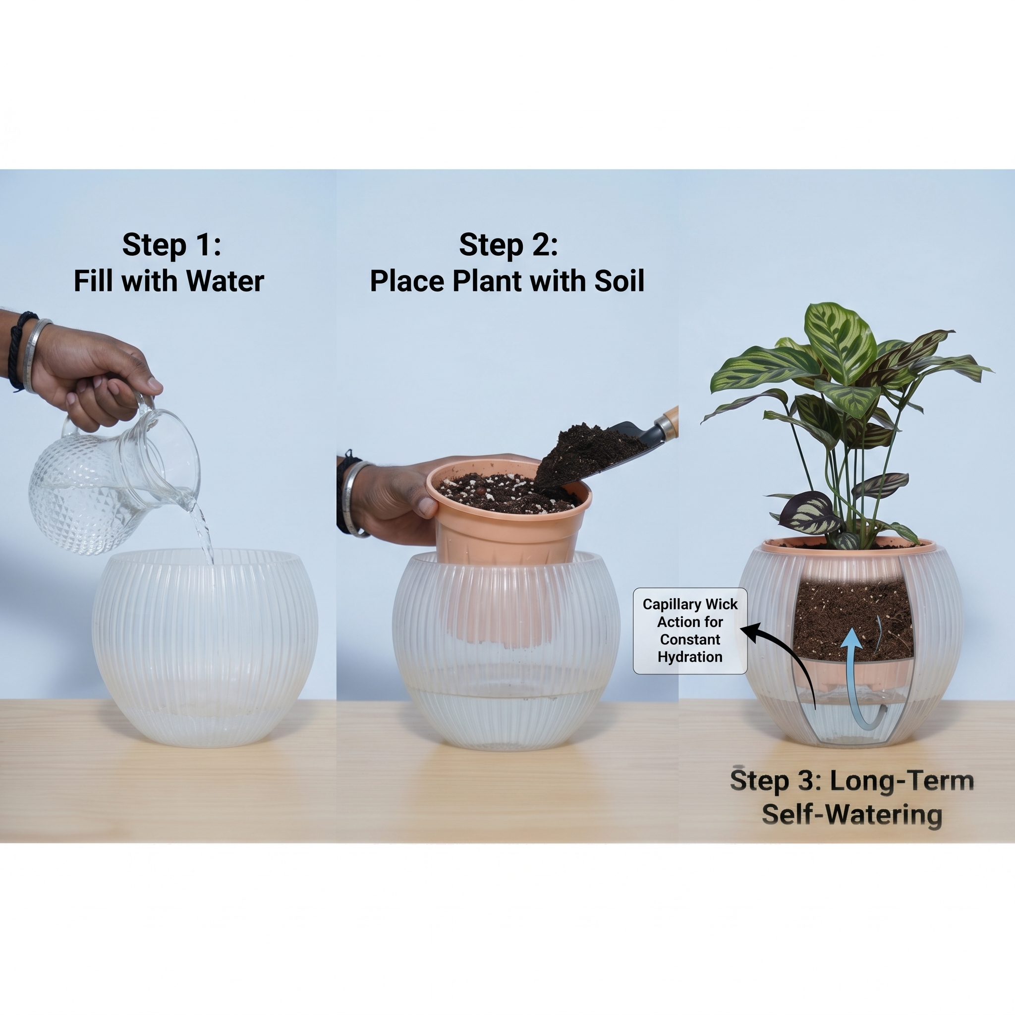 7" Self-Watering Melon Planter – SmartCare Indoor & Outdoor Pot