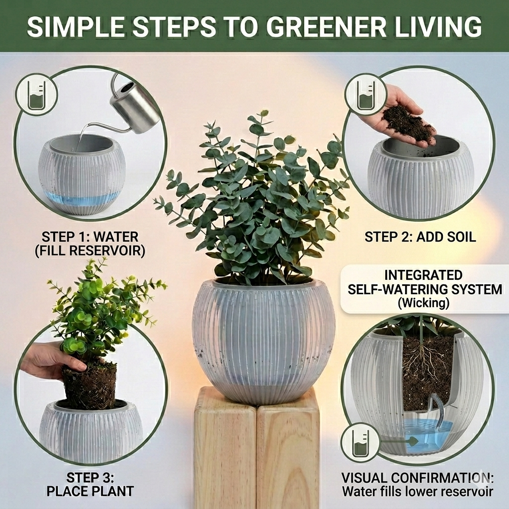 7" Self-Watering Melon Planter – SmartCare Indoor & Outdoor Pot