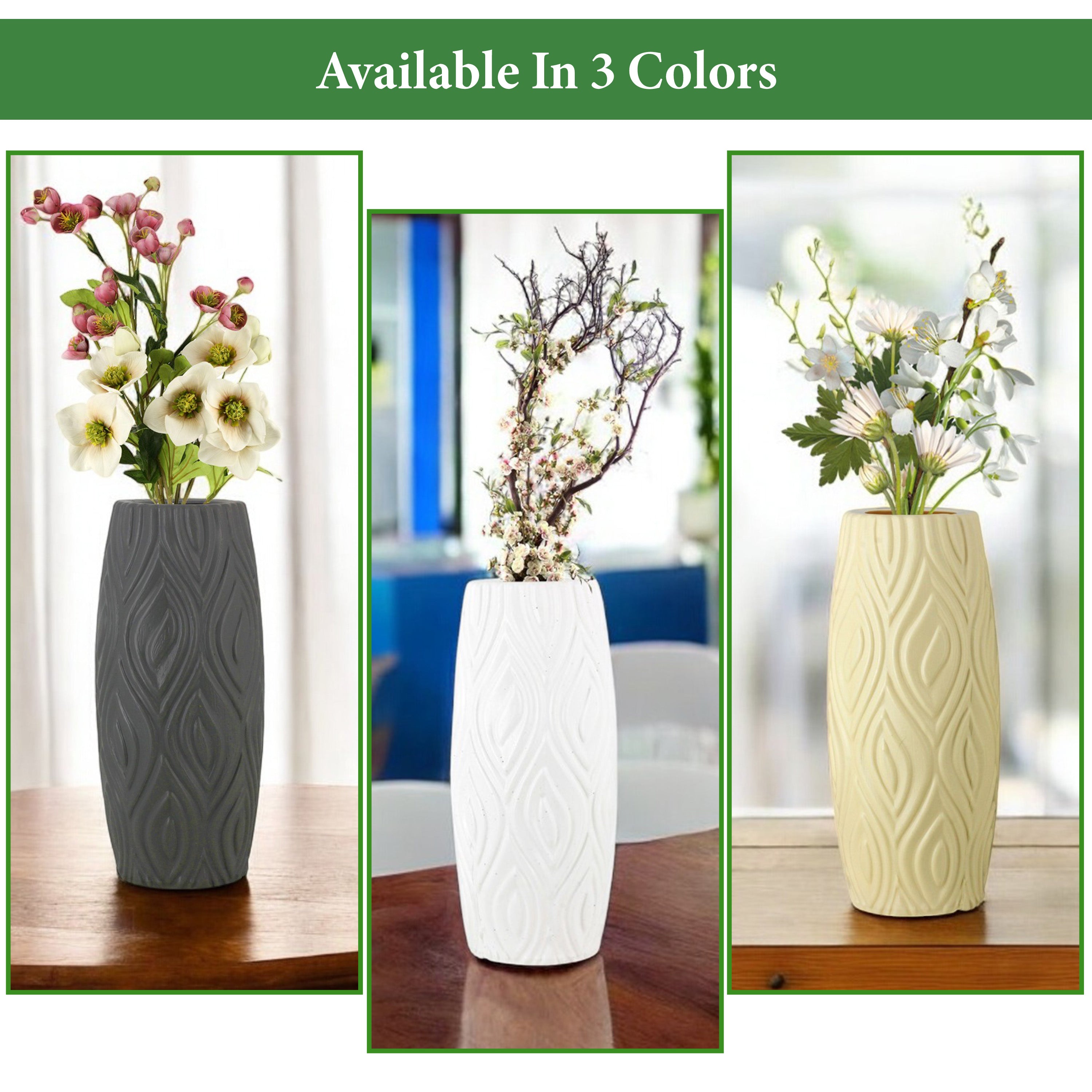 9 Inch Eiffel Flower Vases Decorative Cylindrical Tabletop Holders (Set of 2)
