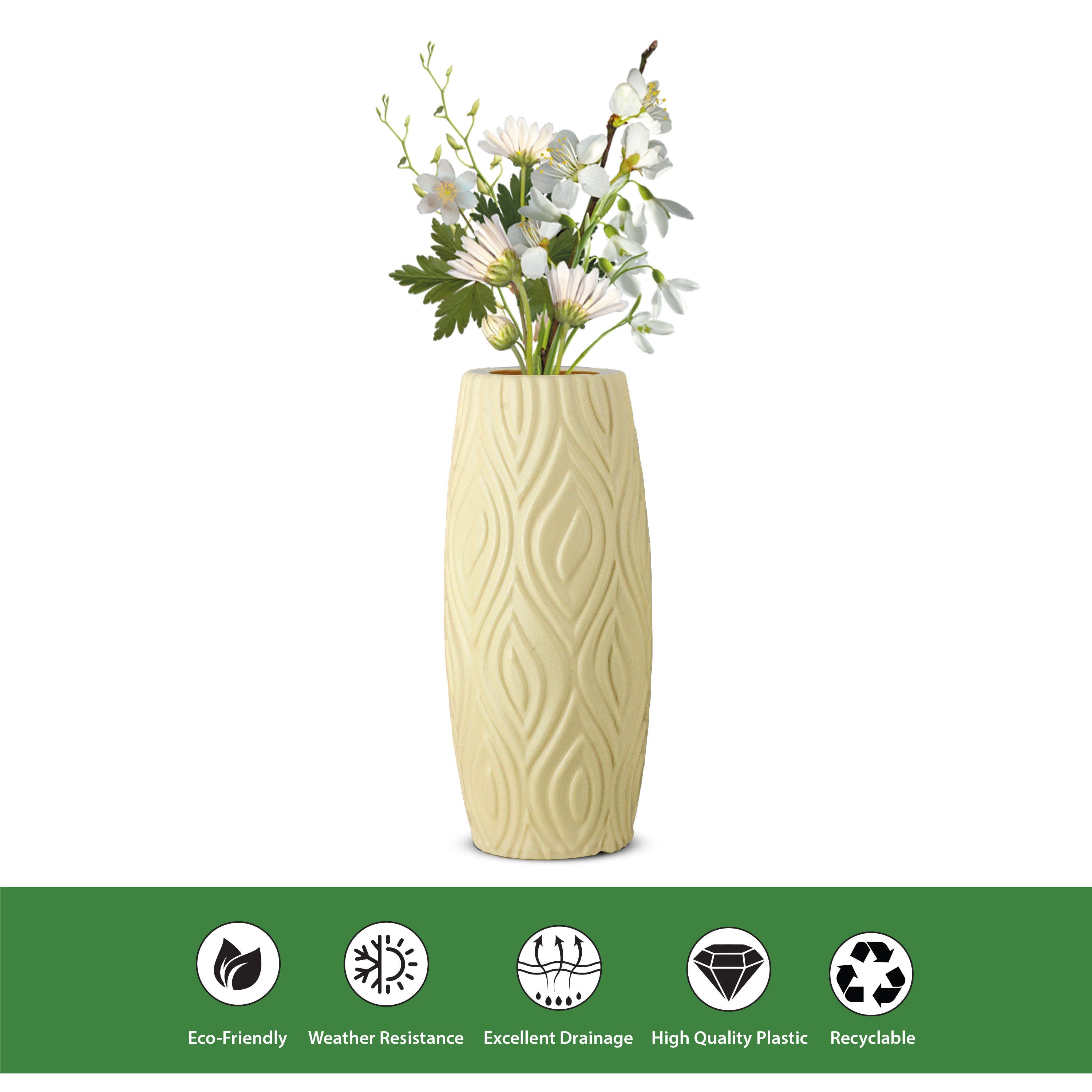 9 Inch Eiffel Flower Vases Decorative Cylindrical Tabletop Holders (Set of 2)