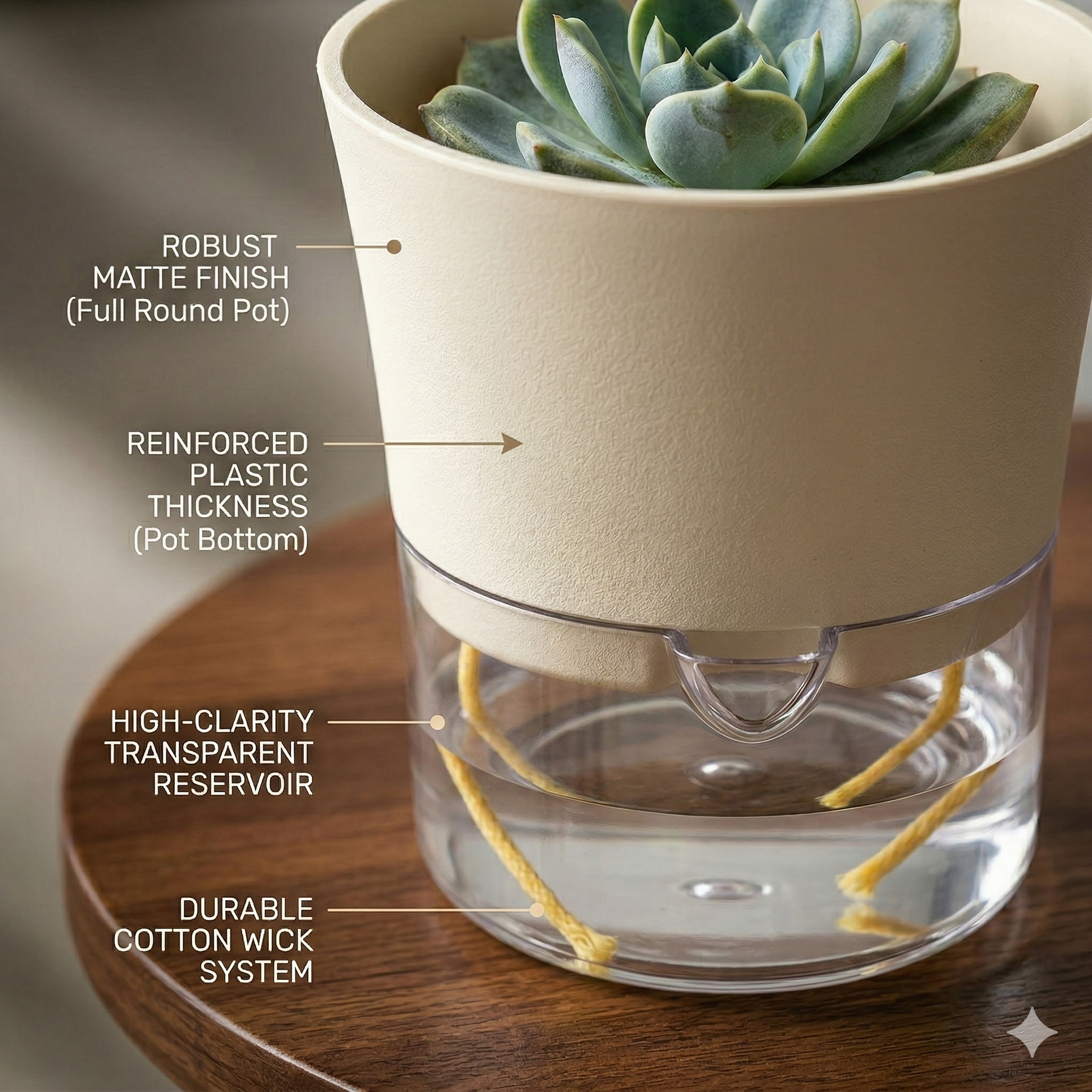 Austin 4" Round Minimalist Planter Pots (Set of 4)