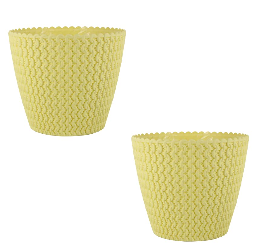 7 Inch Poppy Round Flower Pots  Set of 2