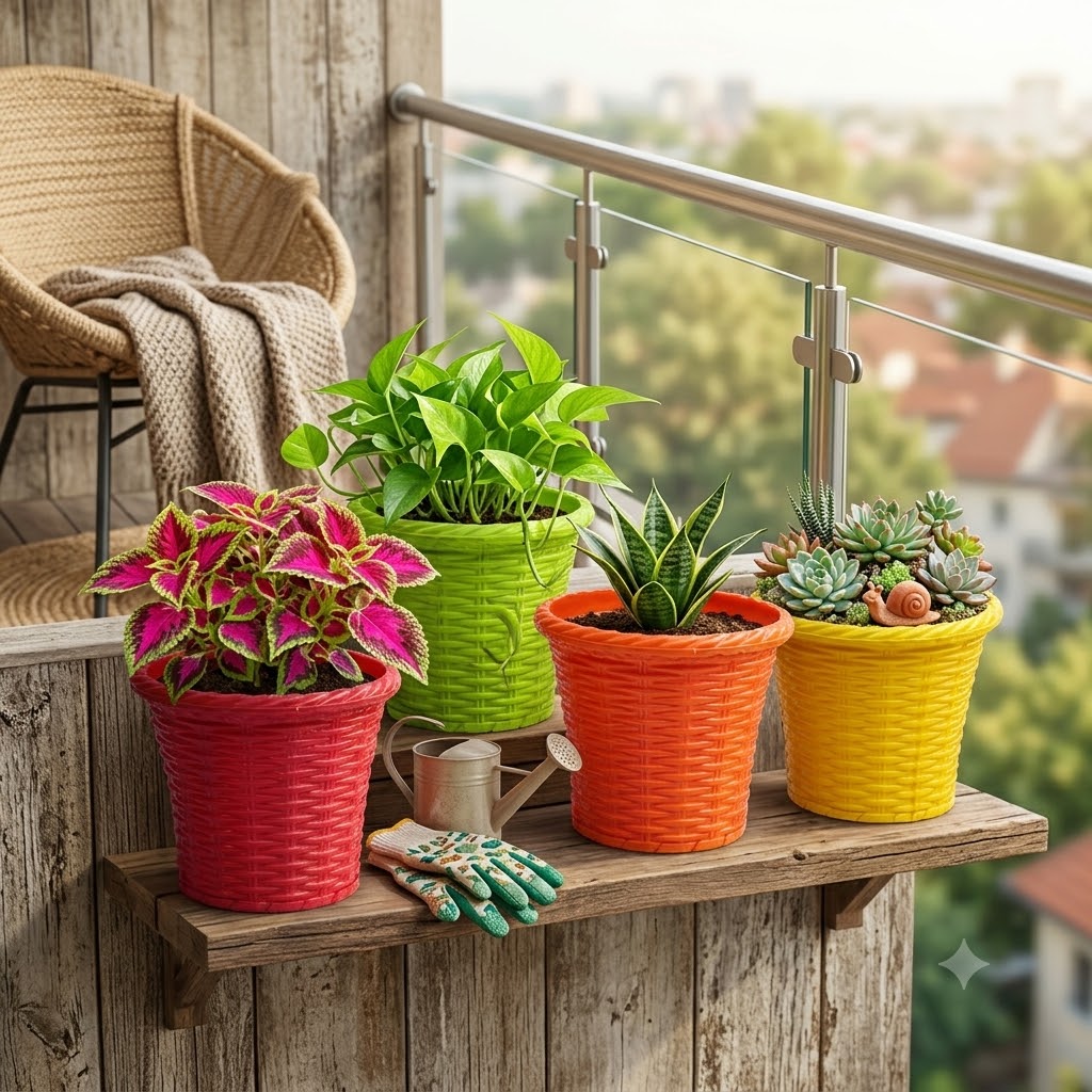 Shining Pot 6 inch (15 cm) Mix Fresh Set of 4 - Vibrant Decorative Planters