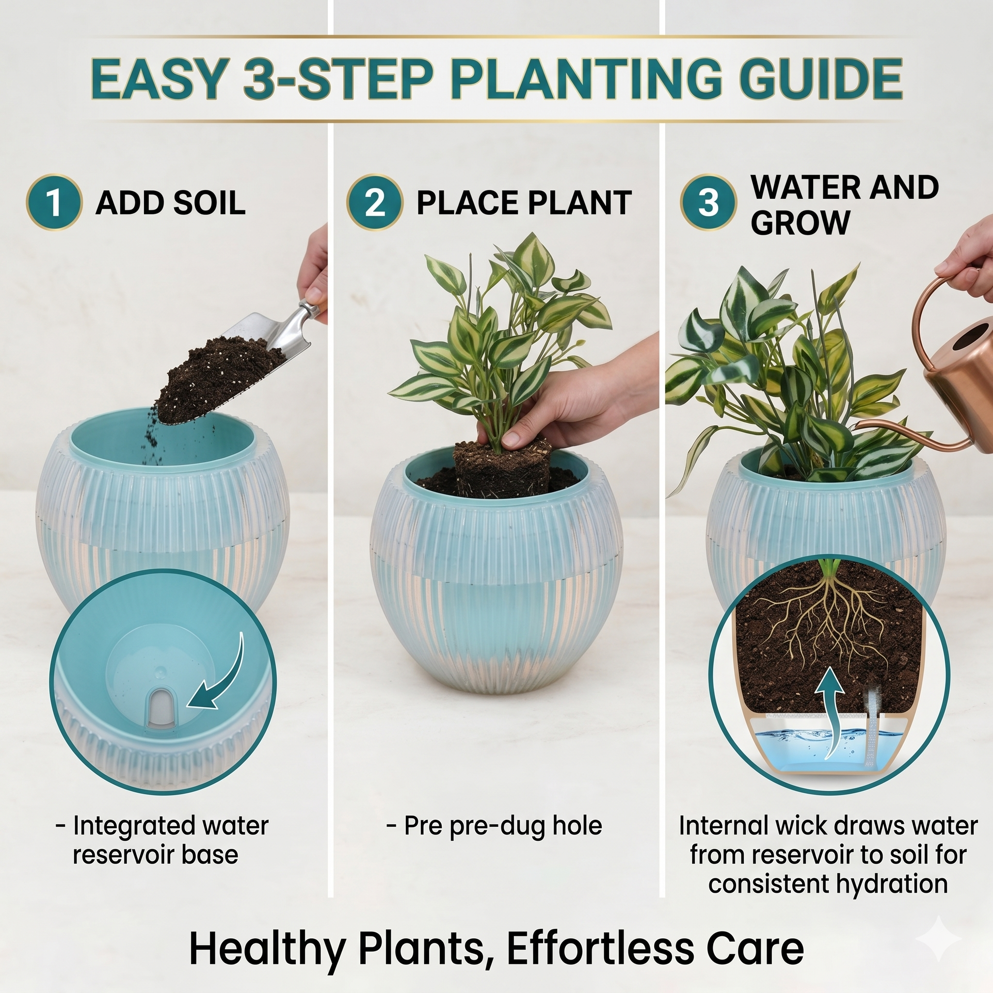 7" Self-Watering Melon Planter – SmartCare Indoor & Outdoor Pot