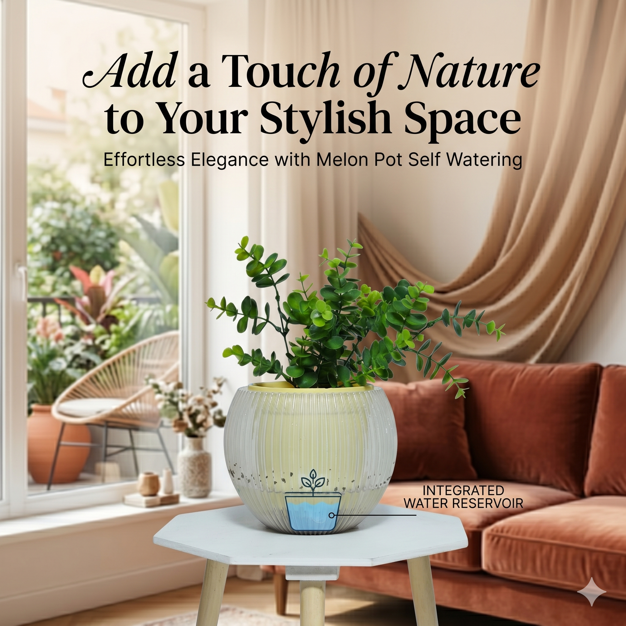 7" Self-Watering Melon Planter – SmartCare Indoor & Outdoor Pot