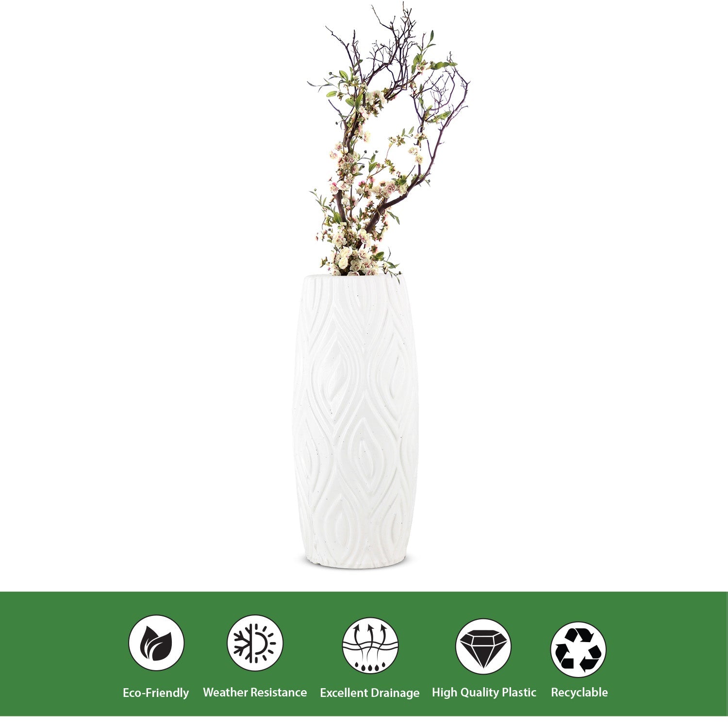 9 Inch Eiffel Flower Vases Decorative Cylindrical Tabletop Holders (Set of 2)