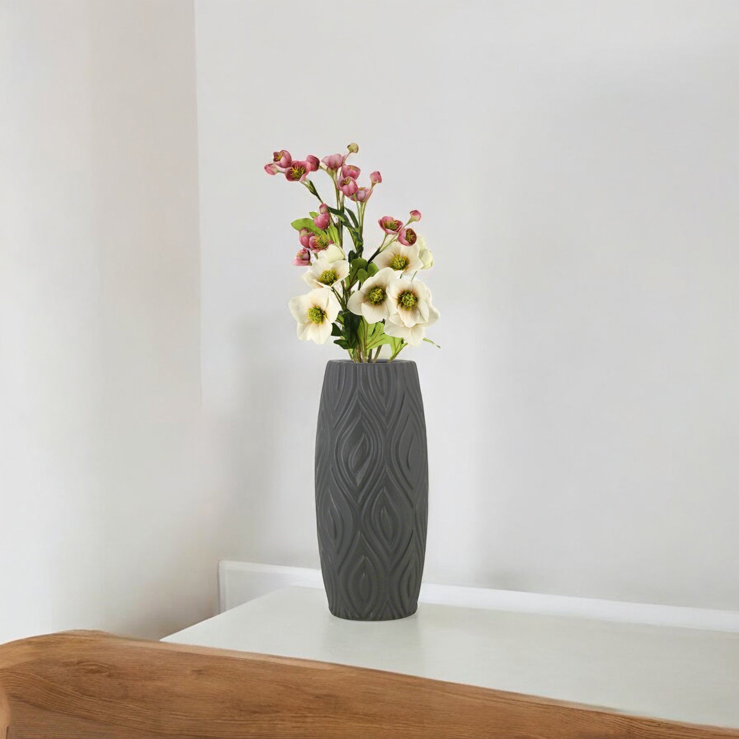 9 Inch Eiffel Flower Vases Decorative Cylindrical Tabletop Holders (Set of 2)