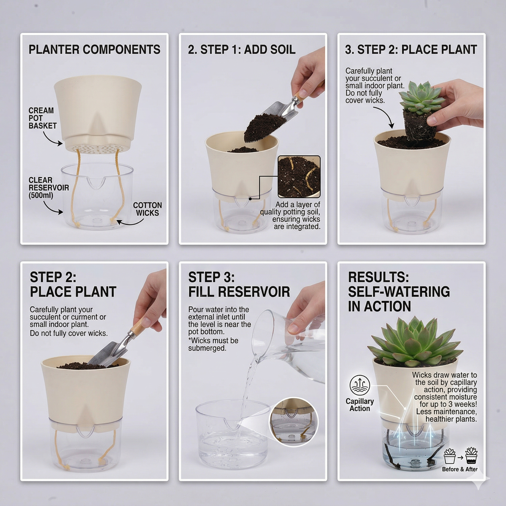 Austin 4" Round Minimalist Planter Pots (Set of 4)