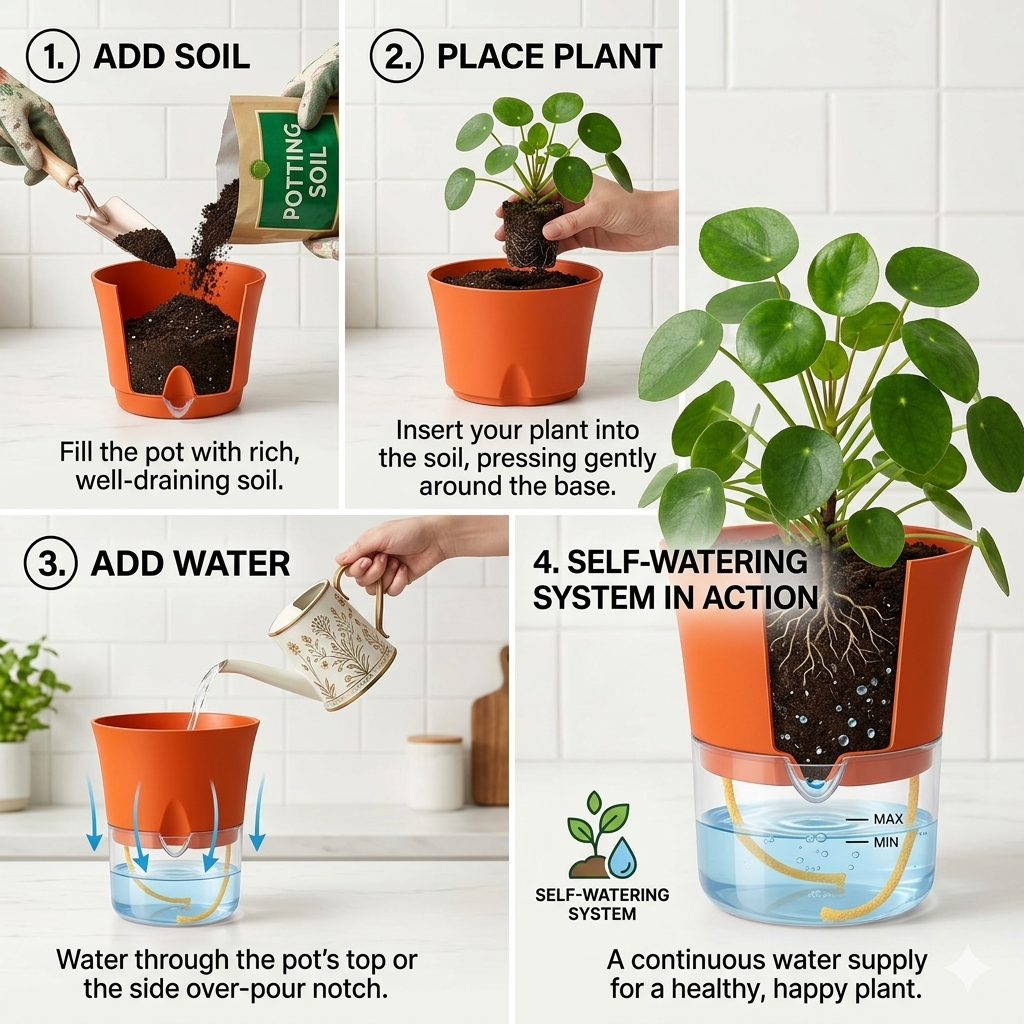 Austin 4" Round Minimalist Planter Pots (Set of 4)