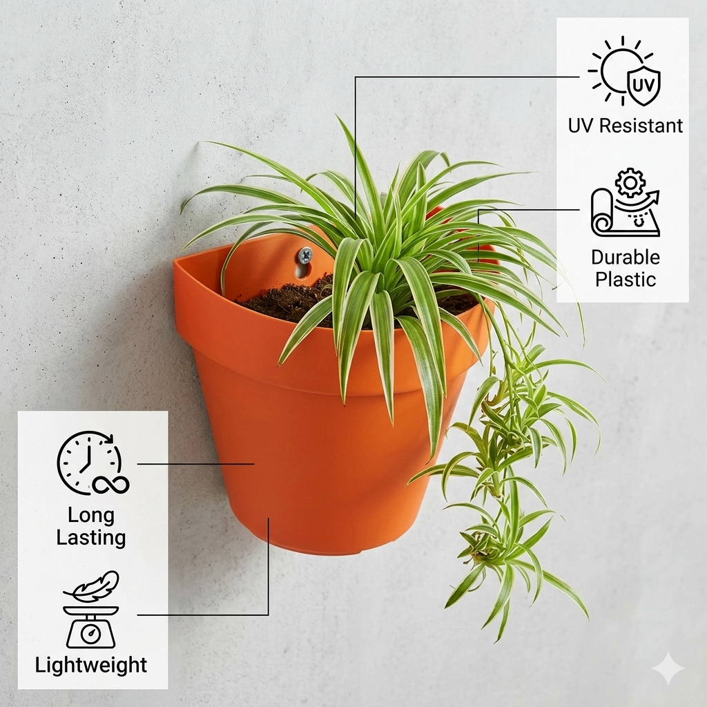 7 Inch Designer Wall Mount Hanging Planters (Set of 5, Multi) Stylish Hanging Pots for Indoor & Outdoor Decor