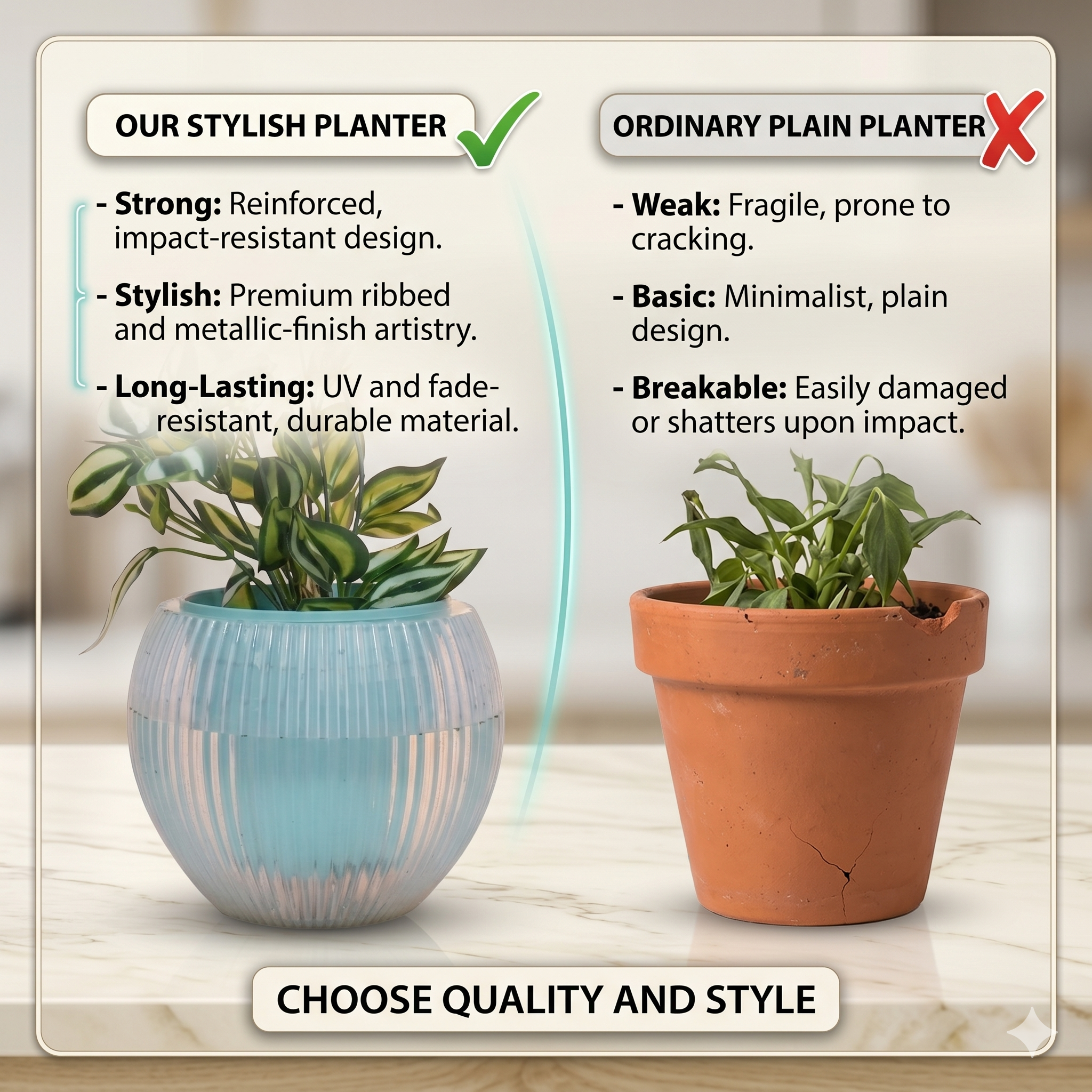 7" Self-Watering Melon Planter – SmartCare Indoor & Outdoor Pot