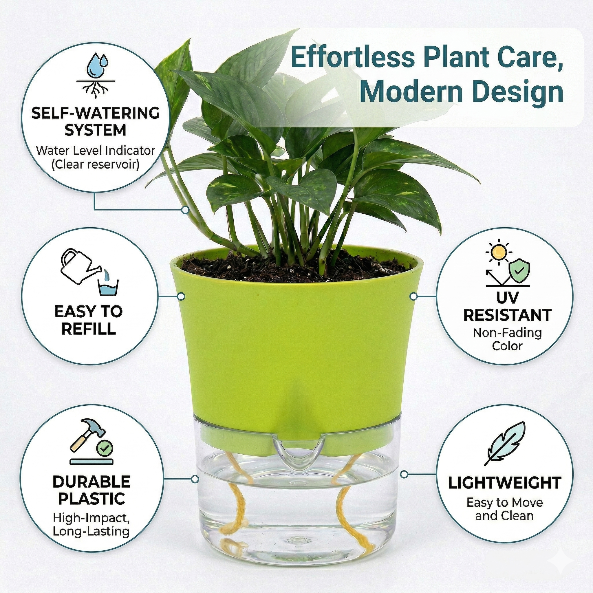 Austin 4" Round Minimalist Planter Pots (Set of 4)