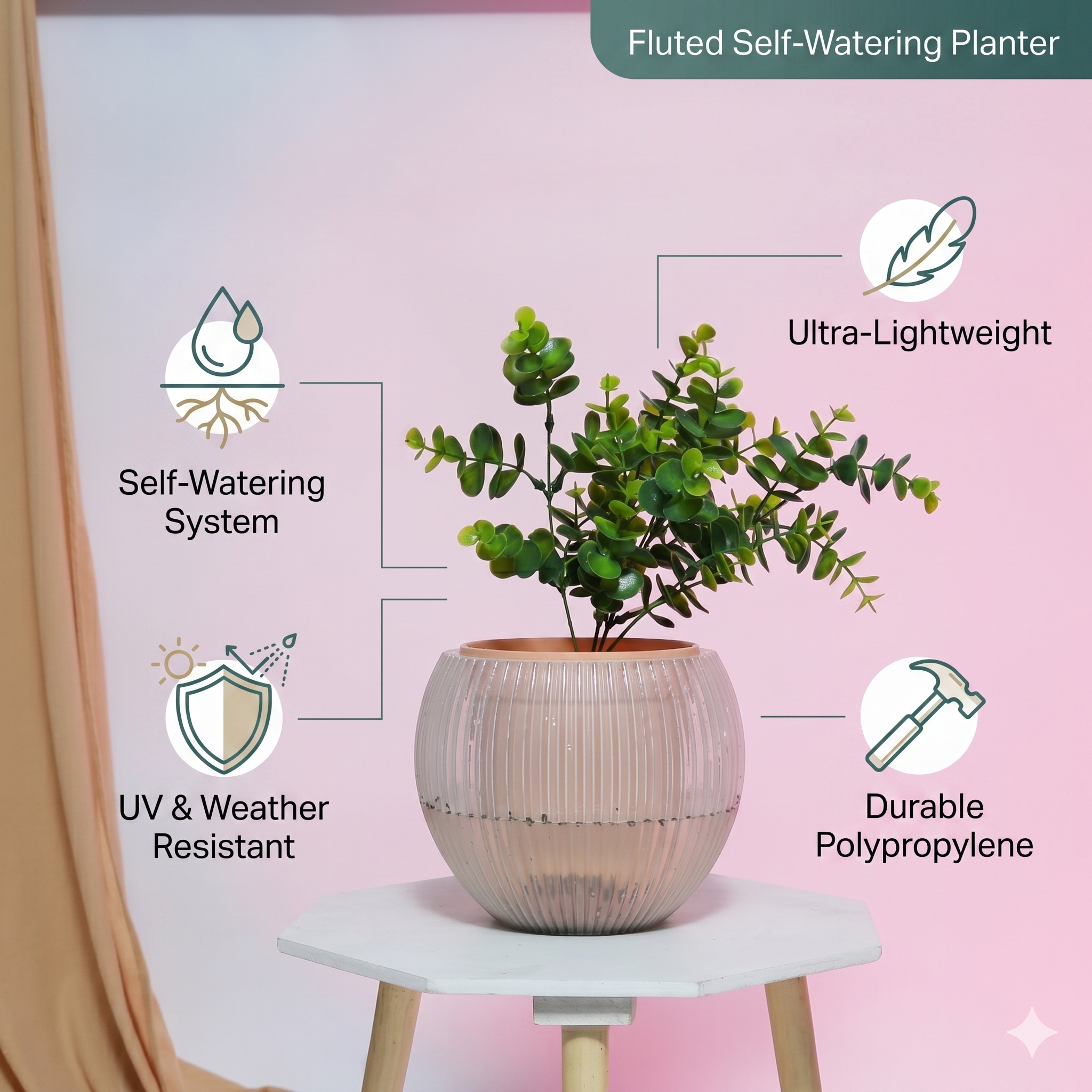 7" Self-Watering Melon Planter – SmartCare Indoor & Outdoor Pot