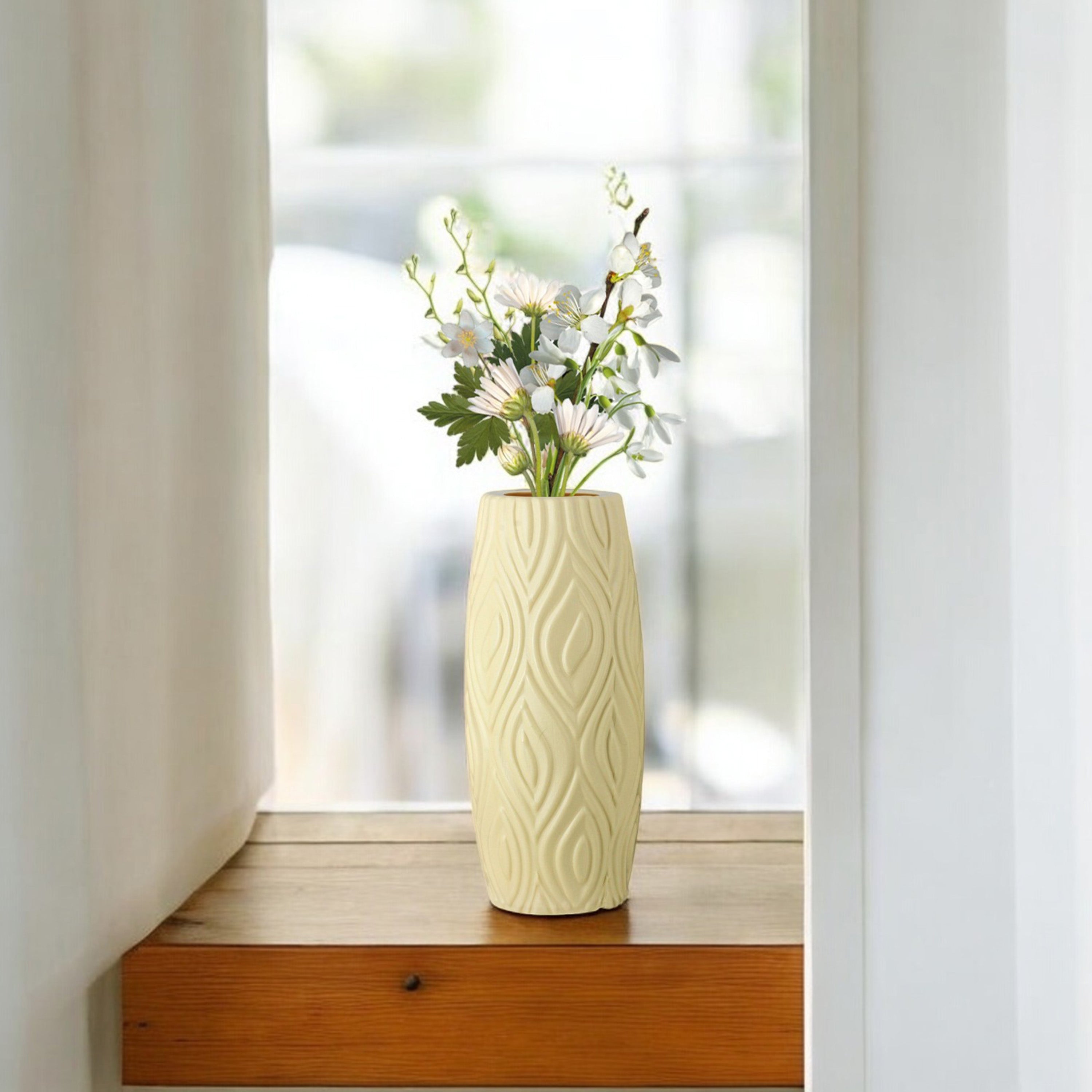 9 Inch Eiffel Flower Vases Decorative Cylindrical Tabletop Holders (Set of 2)
