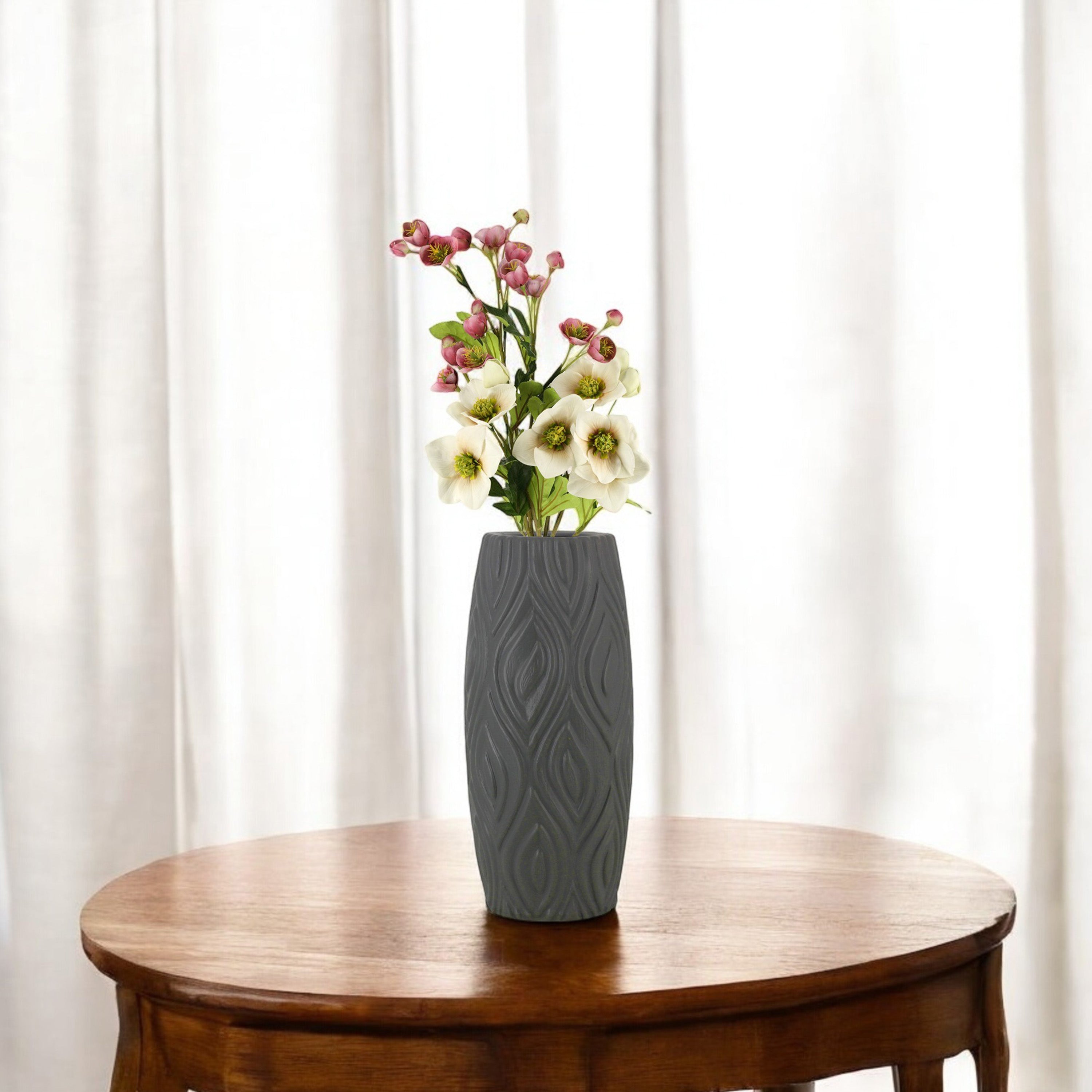 9 Inch Eiffel Flower Vases Decorative Cylindrical Tabletop Holders (Set of 2)