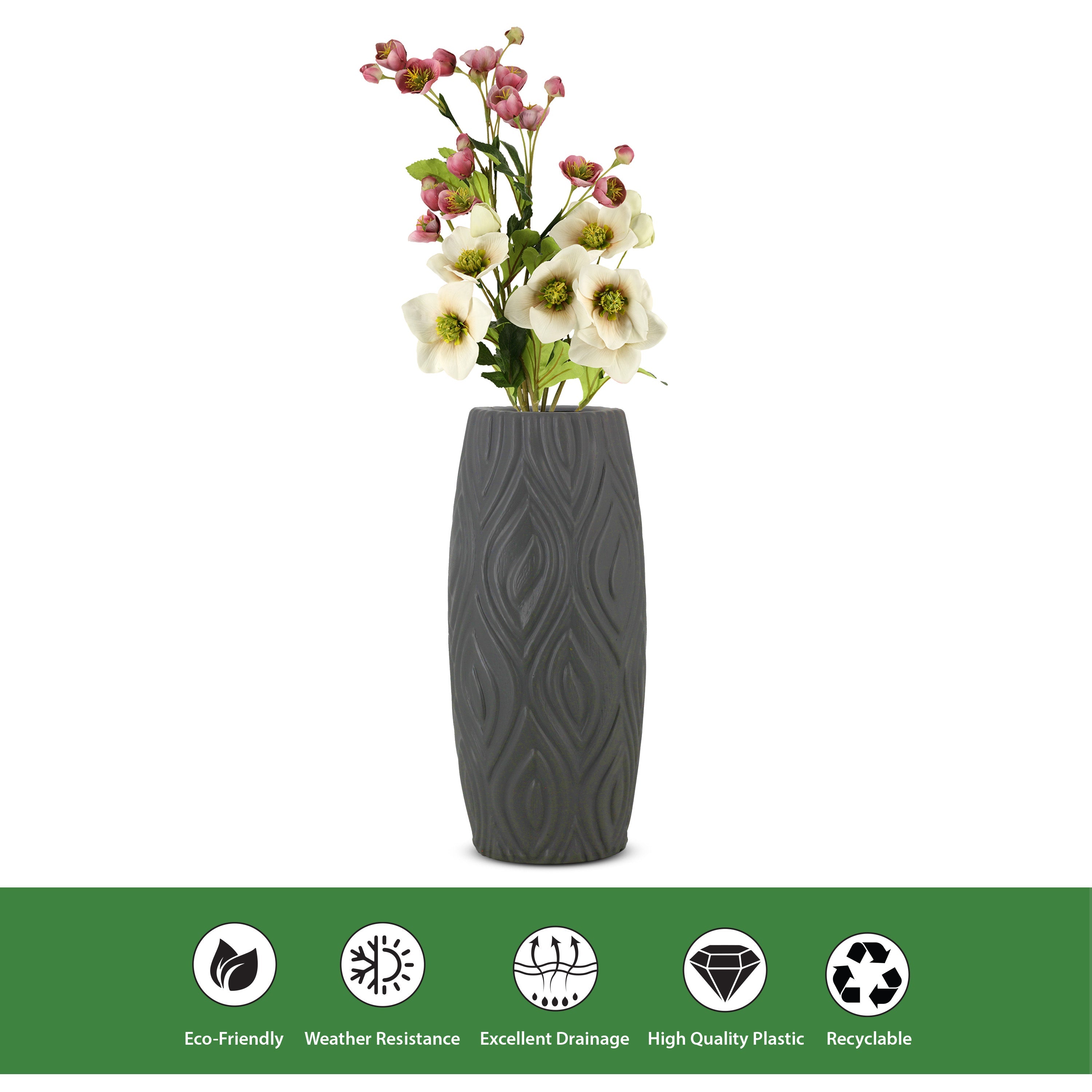 9 Inch Eiffel Flower Vases Decorative Cylindrical Tabletop Holders (Set of 2)