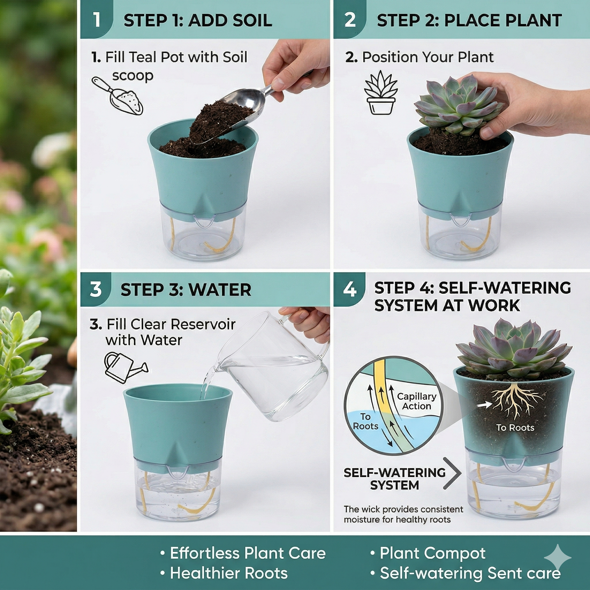 Austin 4" Round Minimalist Planter Pots (Set of 4)