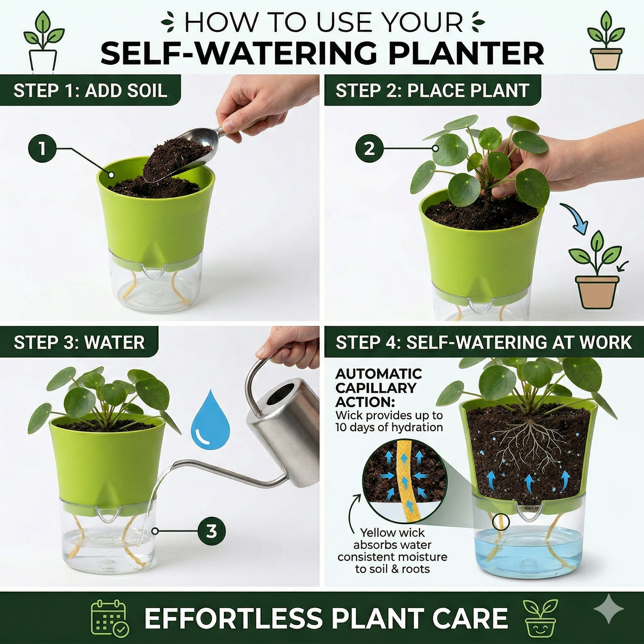 Austin 4" Round Minimalist Planter Pots (Set of 4)