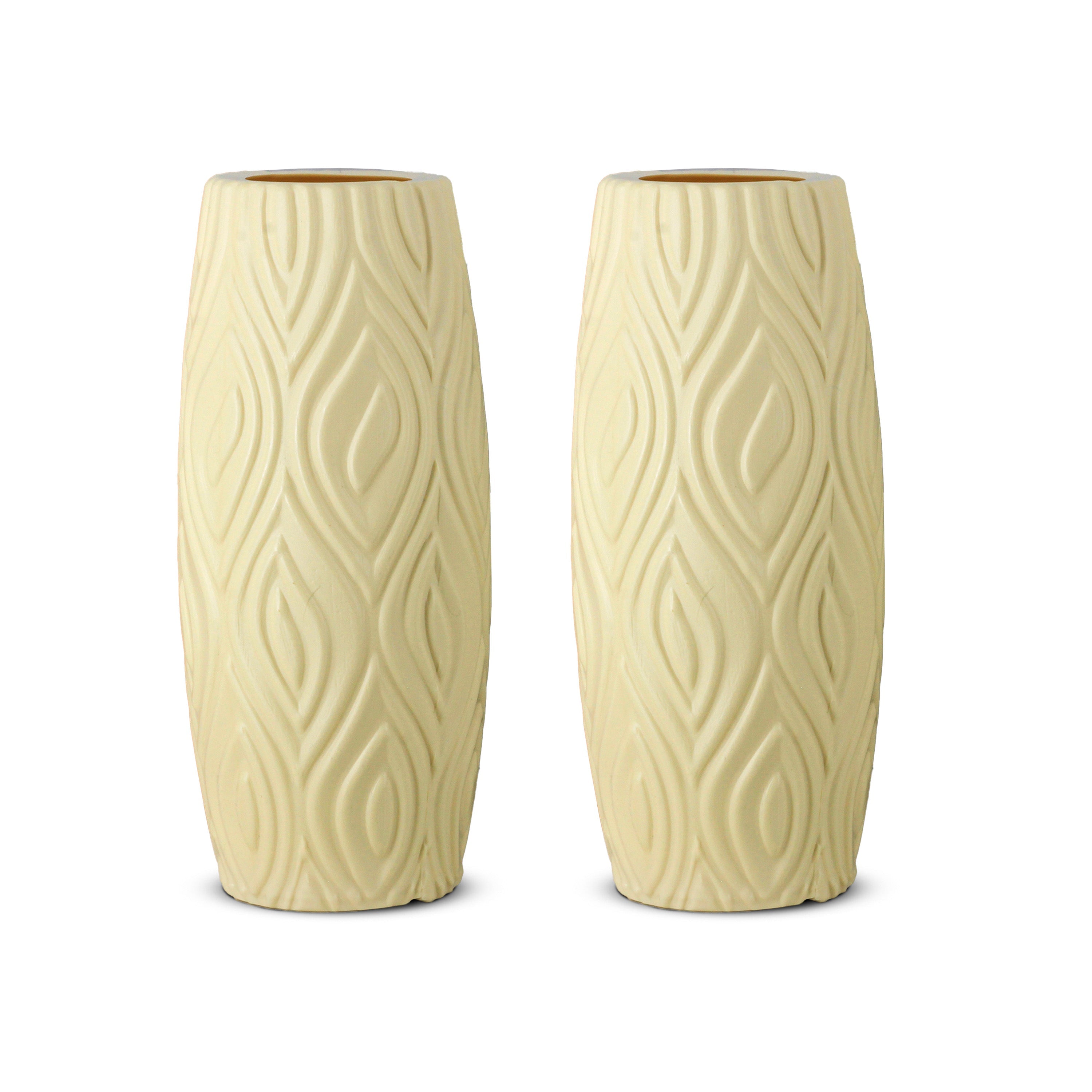 9 Inch Eiffel Flower Vases Decorative Cylindrical Tabletop Holders (Set of 2)
