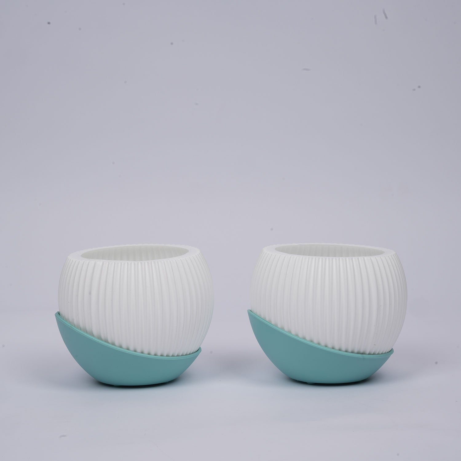 Melon 4.5 inch (11 cm) Plastic Planter with Moon Tray - Set of 2 (Peach & More)