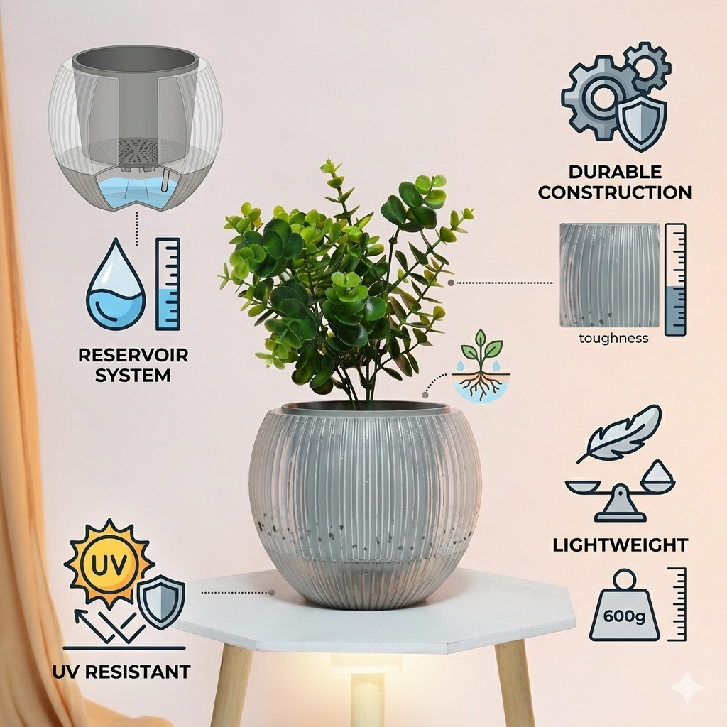 7" Self-Watering Melon Planter – SmartCare Indoor & Outdoor Pot