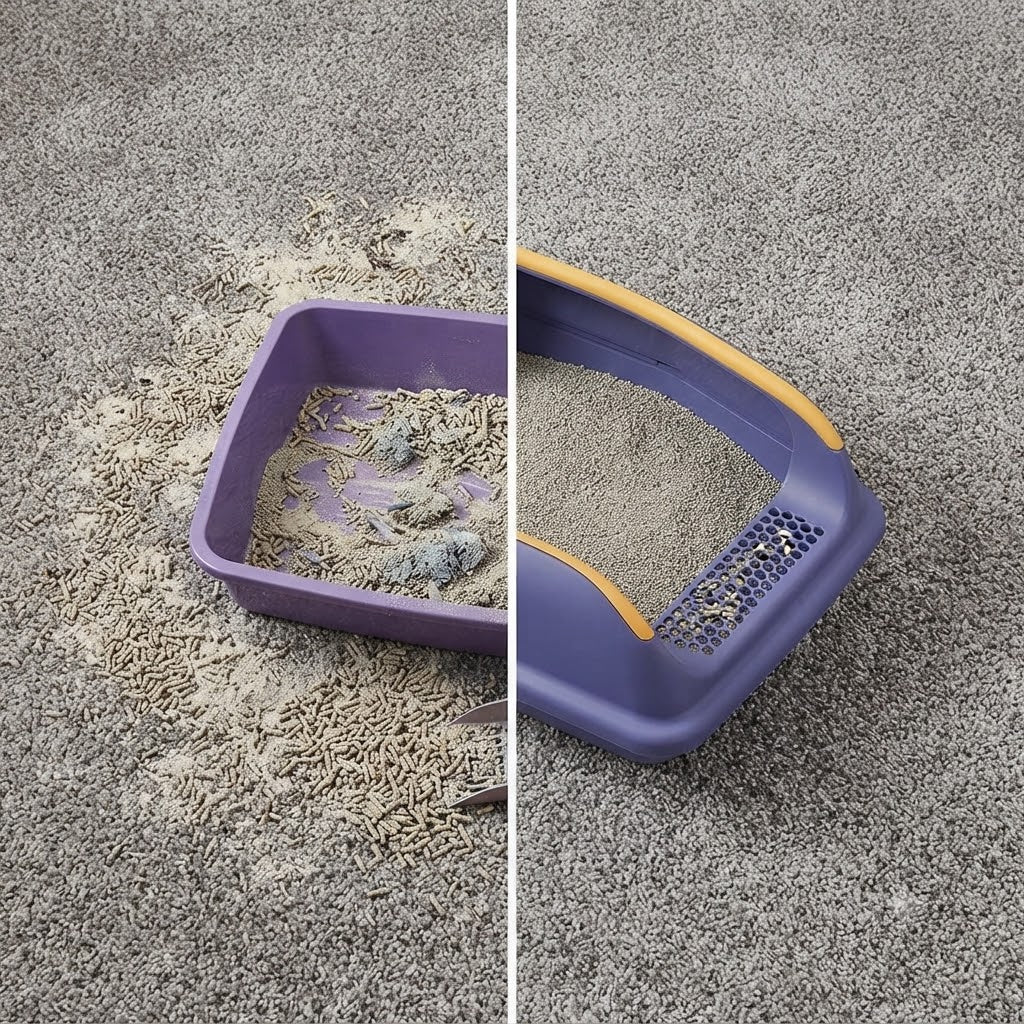 Cat Litter Box Small 14.5 Inch Violet with Scoop