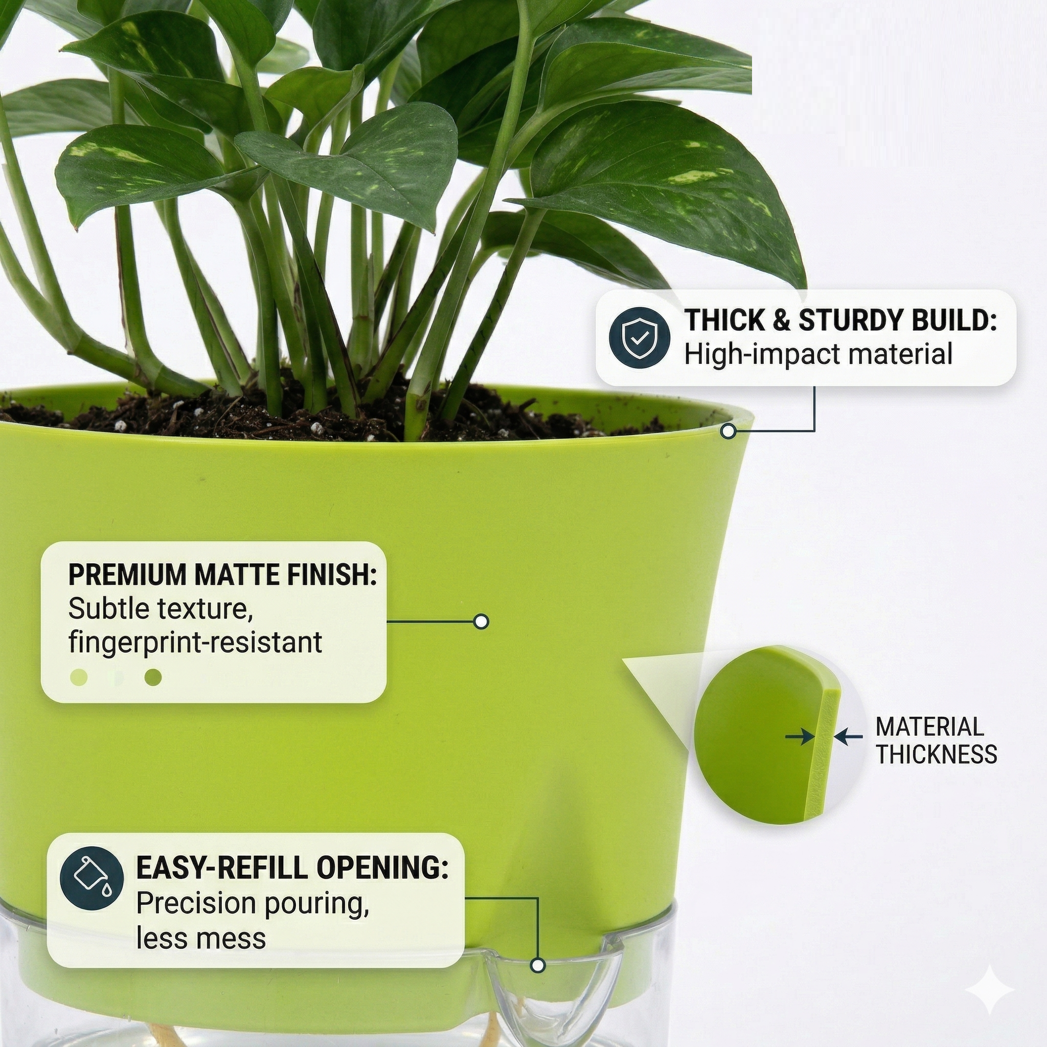 Austin 4" Round Minimalist Planter Pots (Set of 4)