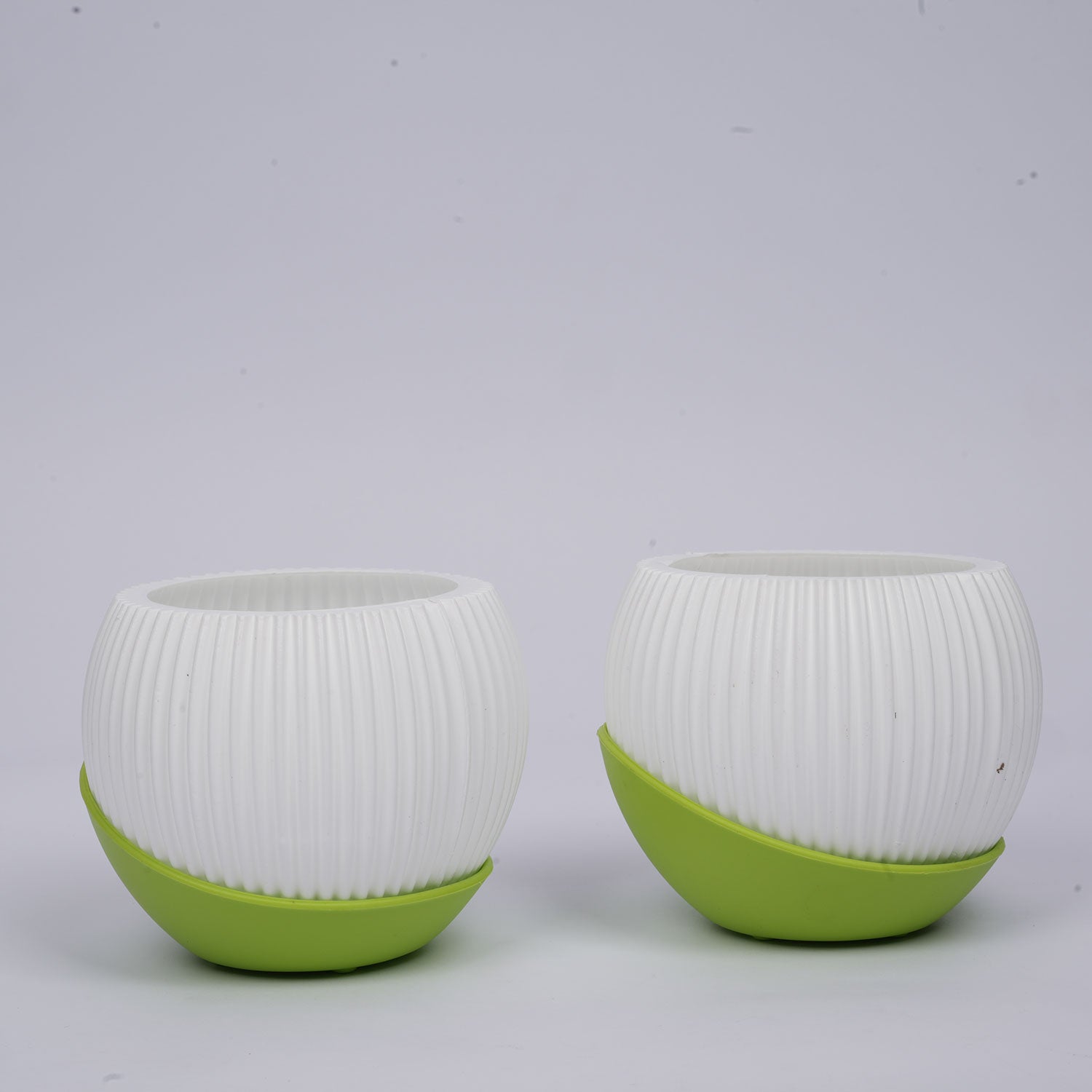 Melon 4.5 inch (11 cm) Plastic Planter with Moon Tray - Set of 2 (Peach & More)