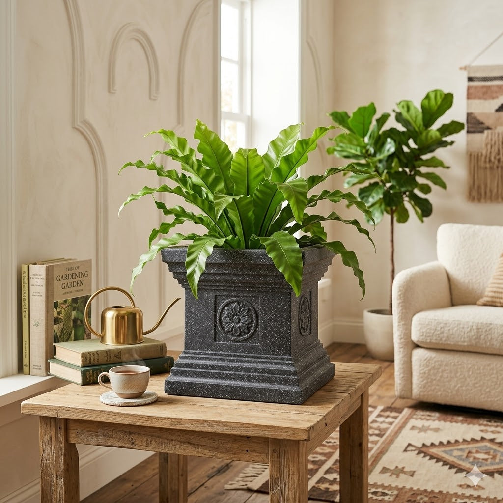 Jaguar 12" Grey Granite Tulsi Pot – Bringing Modern Minimalist Elegance to Your Sacred Rituals