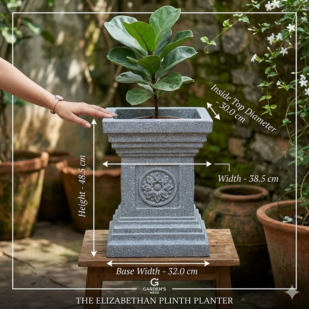 Elevate Your Home Sanctuary with the Majestic 19-Inch Jaguar Marble Tulsi Pot