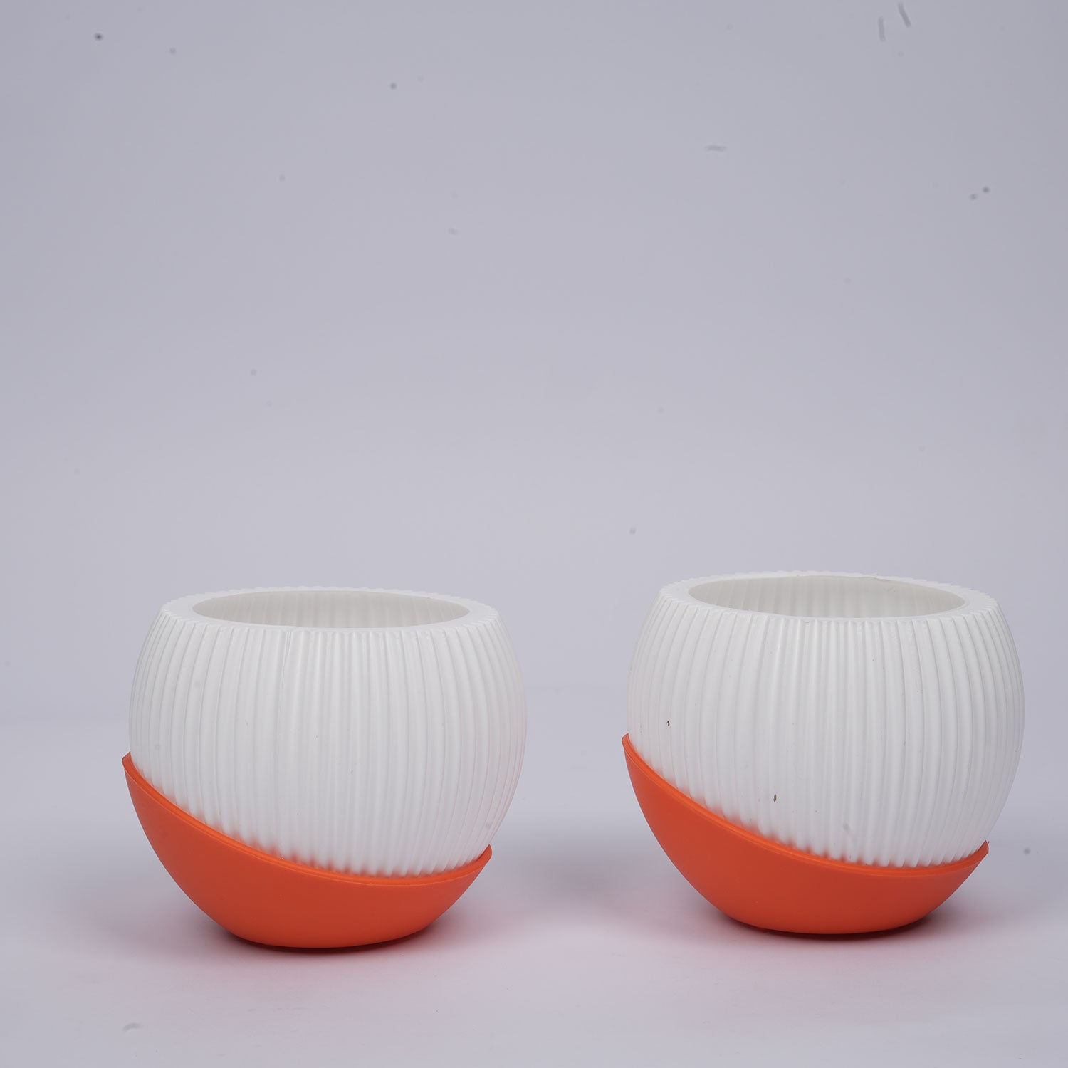 Melon 7 inch (18 cm) Plastic Planter with Moon Tray - Set of 2 (Peach & More)