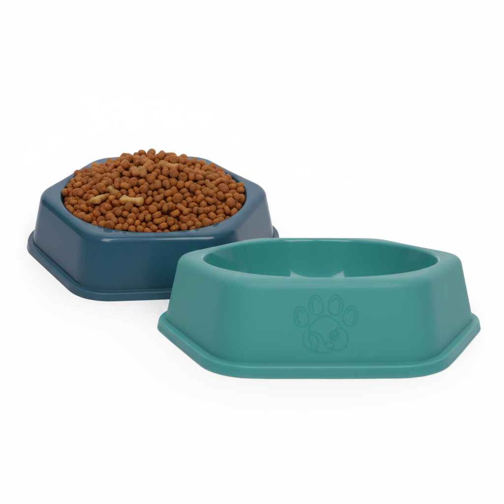 9-Inch Anti-Slip Octagonal Cat & Dog Bowl – Teal Blue