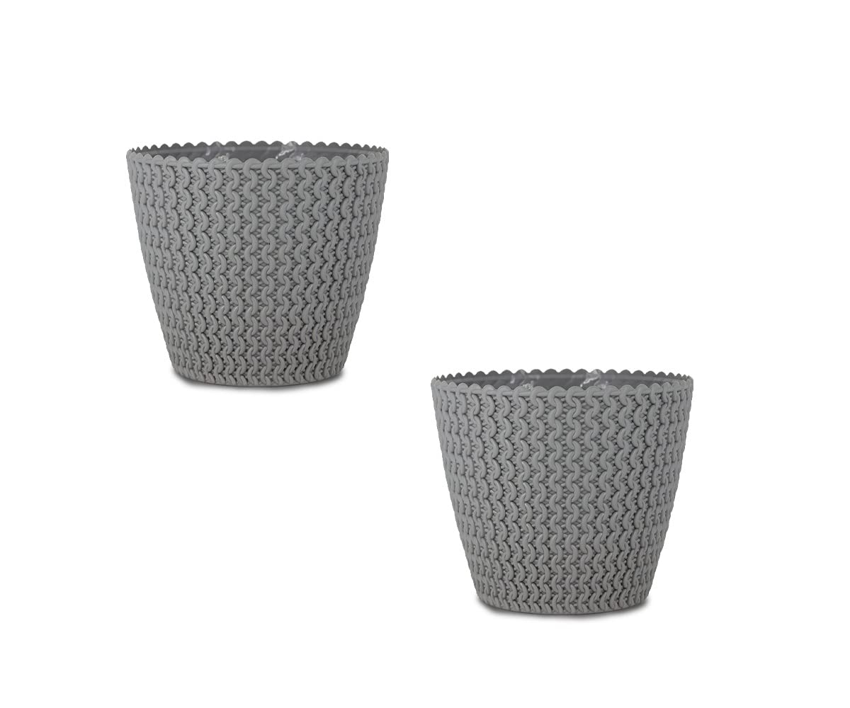 7 Inch Poppy Round Flower Pots  Set of 2