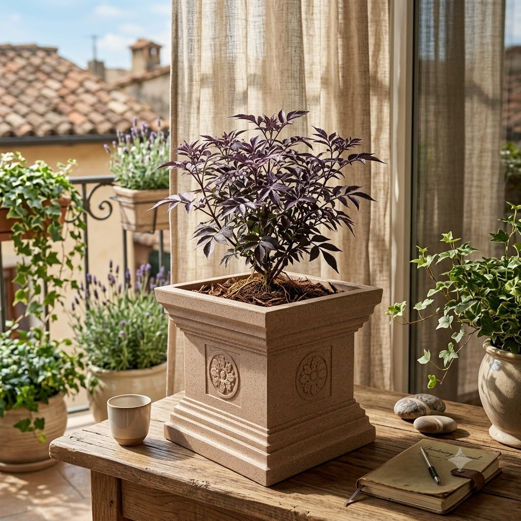 Elevate Your Home Sanctuary with the Majestic 19-Inch Jaguar Marble Tulsi Pot