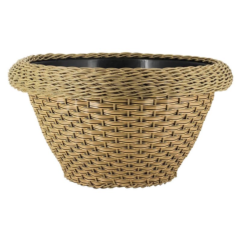 15 Inch Polly Rattan OMX Flower Pot, Round, UV Resistant