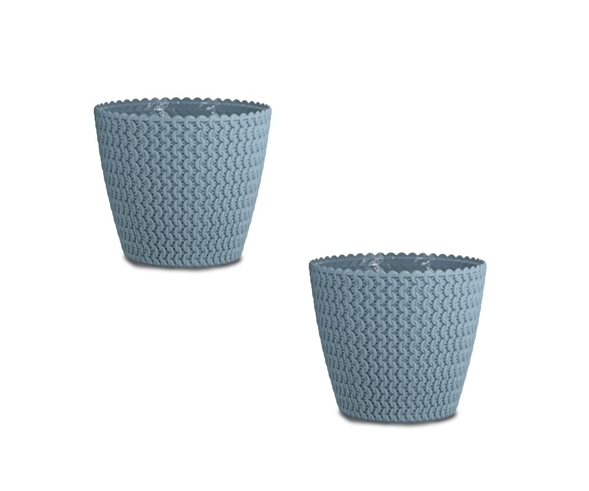 7 Inch Poppy Round Flower Pots  Set of 2