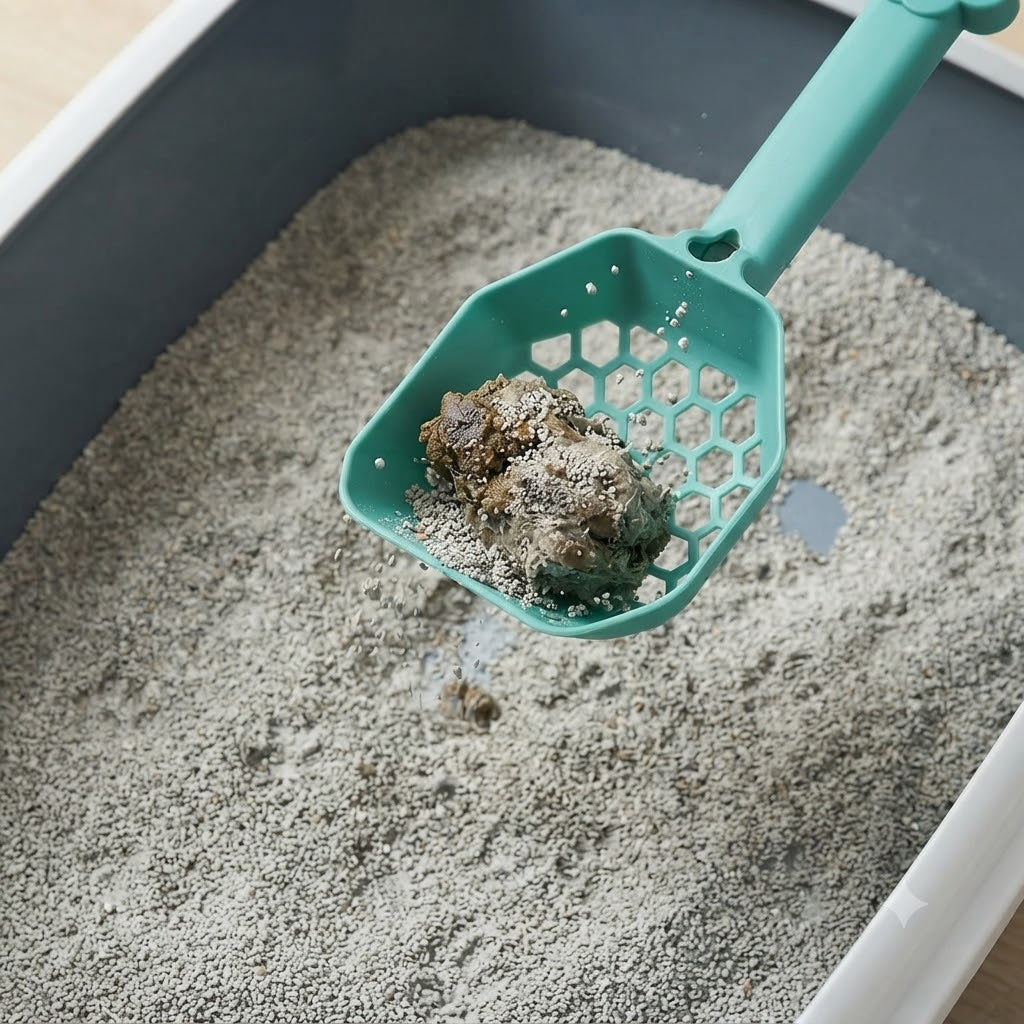 Premium Plastic Cat Litter Scoop with Honeycomb Filter & Ergonomic Paw Handle – Easy Sifting Poop Scooper for Cats & Kittens
