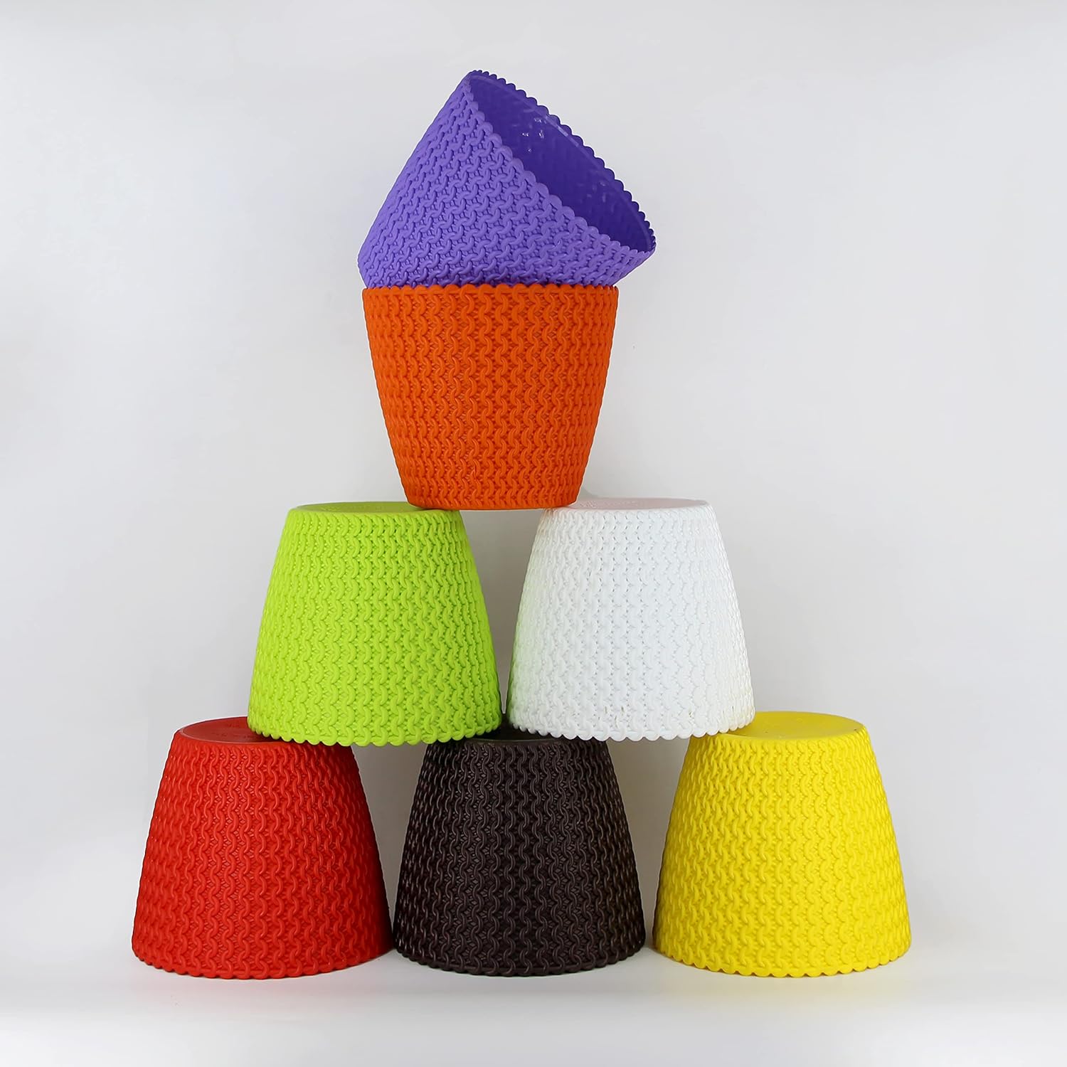 7 Inch Poppy Round Flower Pots  Set of 7